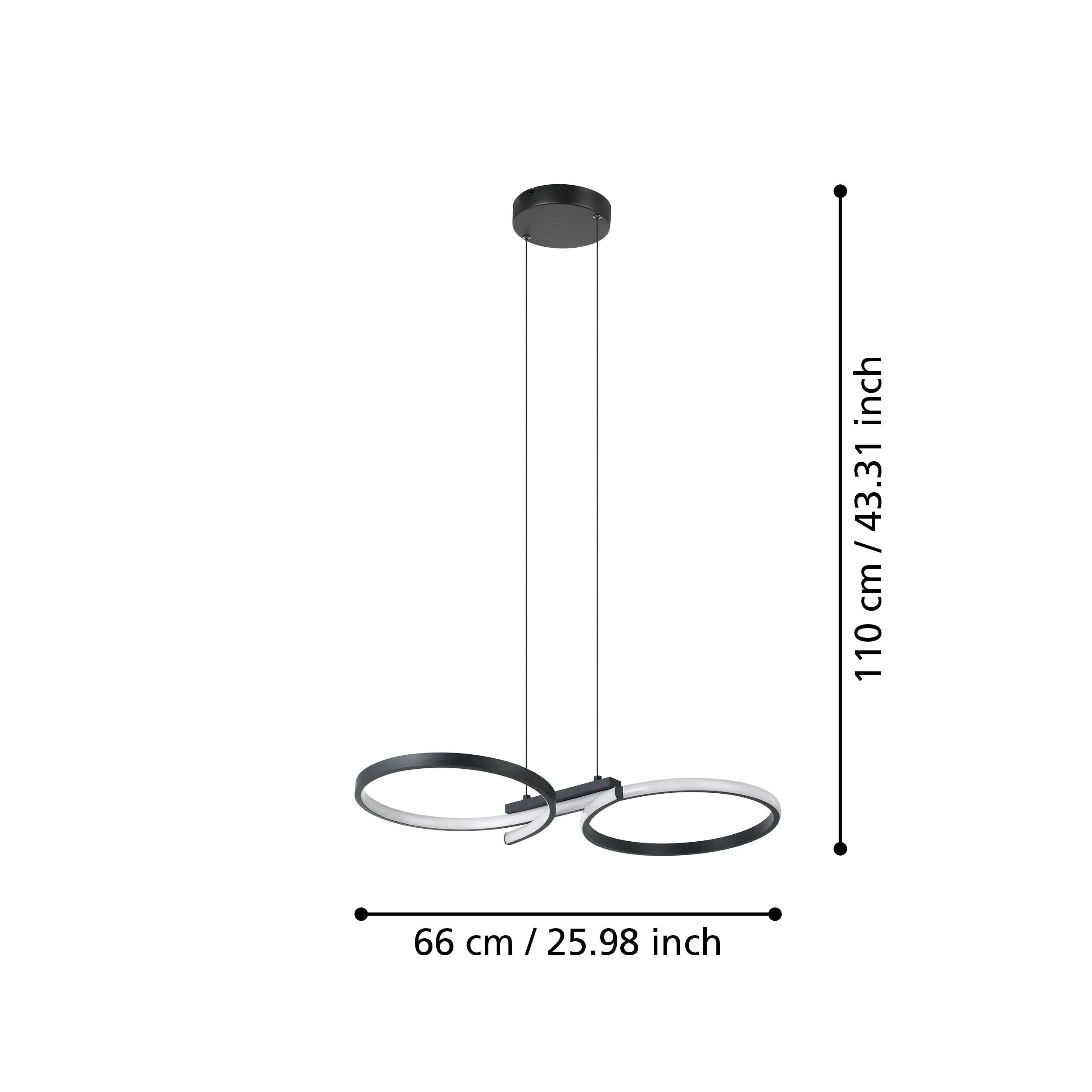 Eglo LED Hängeleuchte Serpins schwarz 66 x 30 x 110 cm
