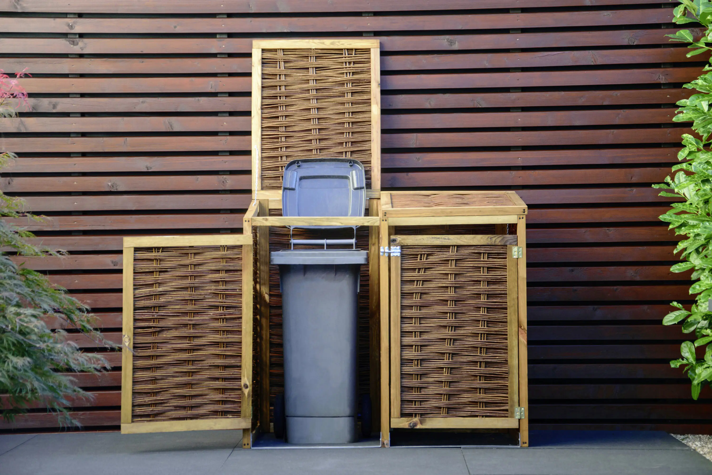 Dobar Mülltonnenbox Weide ungeschält 125 x 80 x 115cm