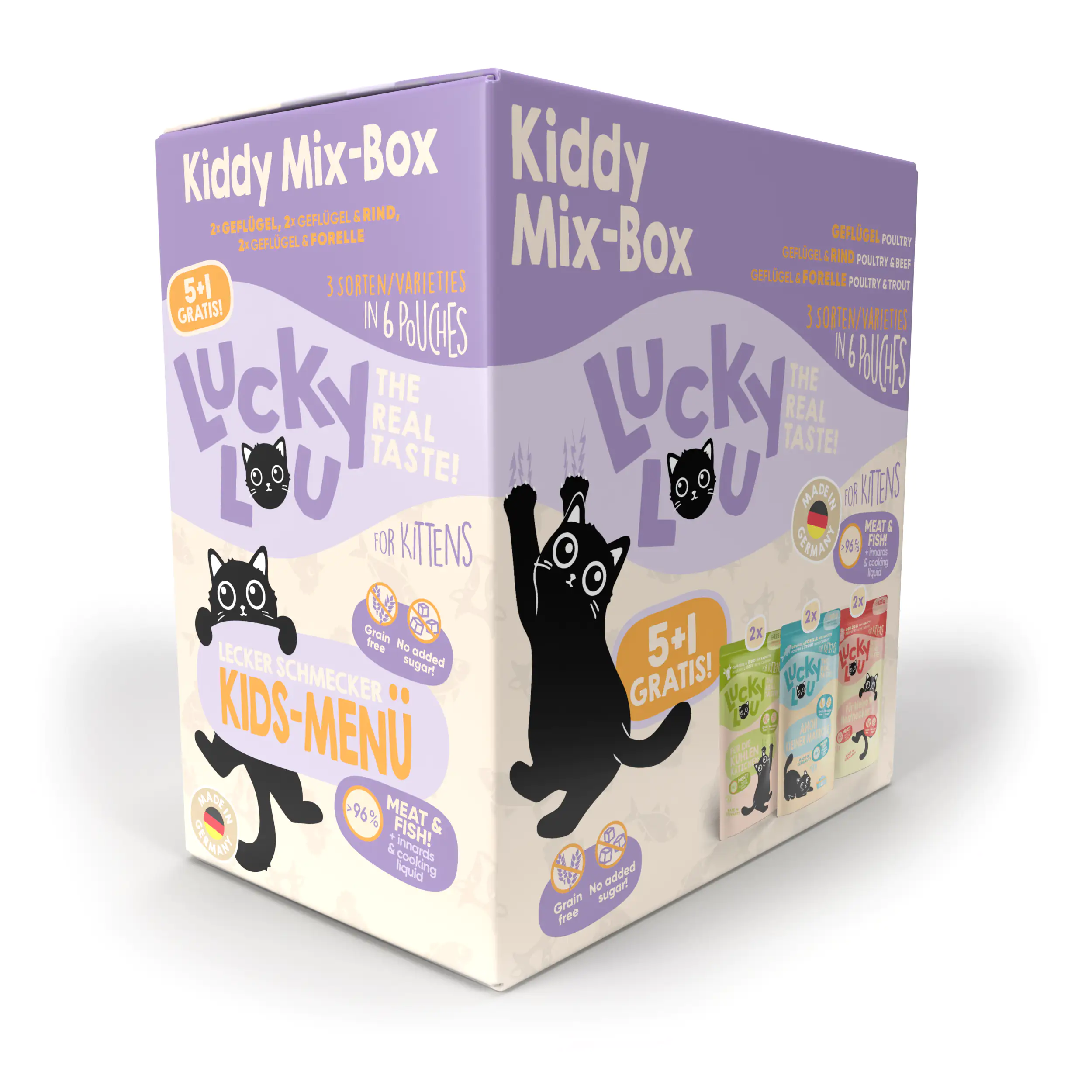 Lucky Lou Kittenfutter Geflügel, Rind, Forelle 6 x 125 g  Lucky Lou Kittenfutter Geflügel, Rind, Forelle 6 x 125 g