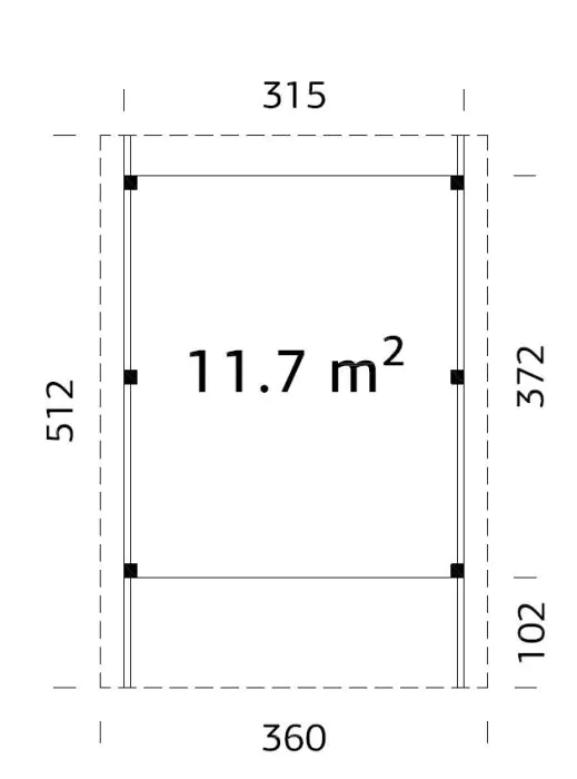 Palmako Carport Karl 315 x 372 cm naturbelassen