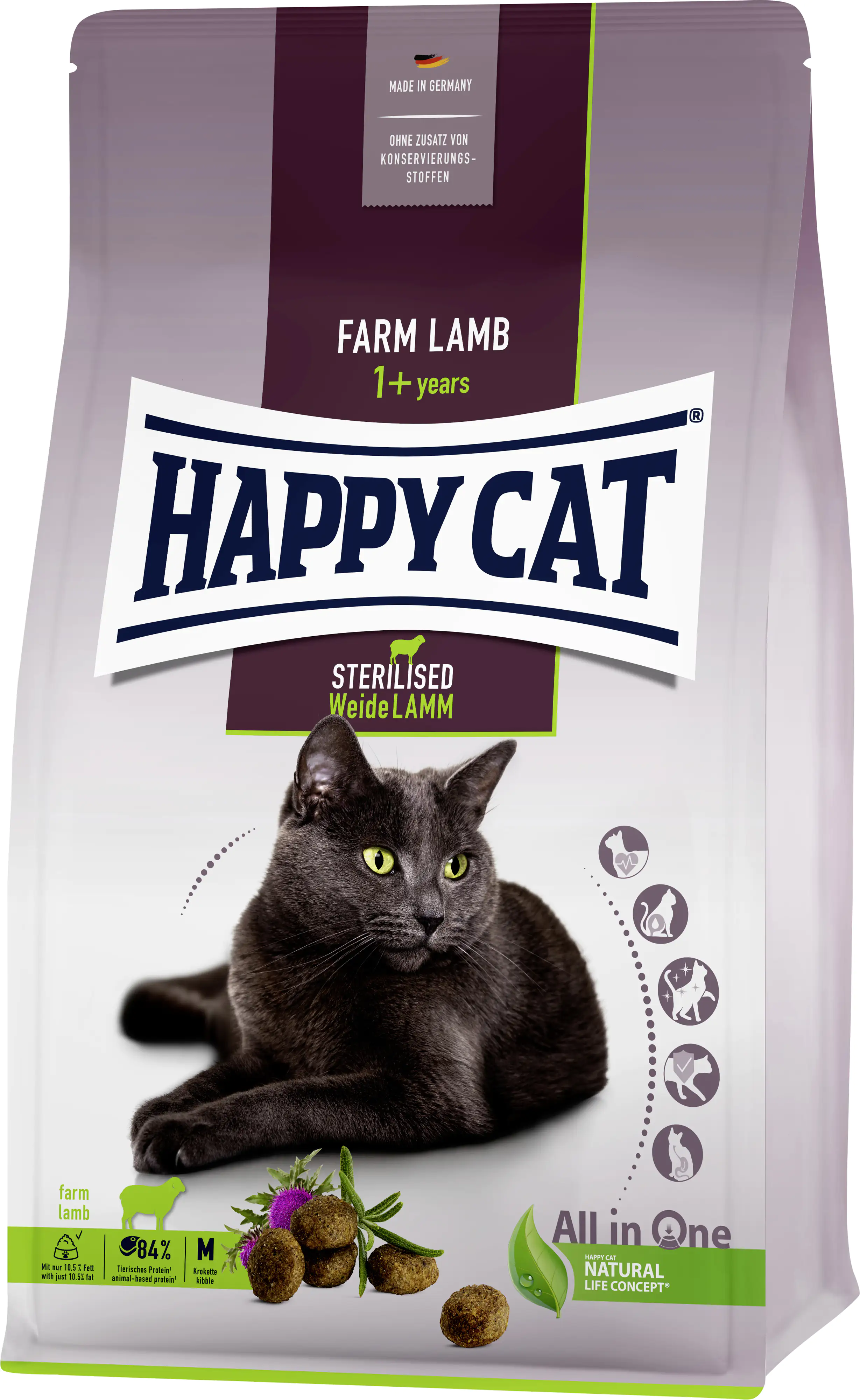 HappyCat Katzenfutter Sterilised  Weide-Lamm 300 g