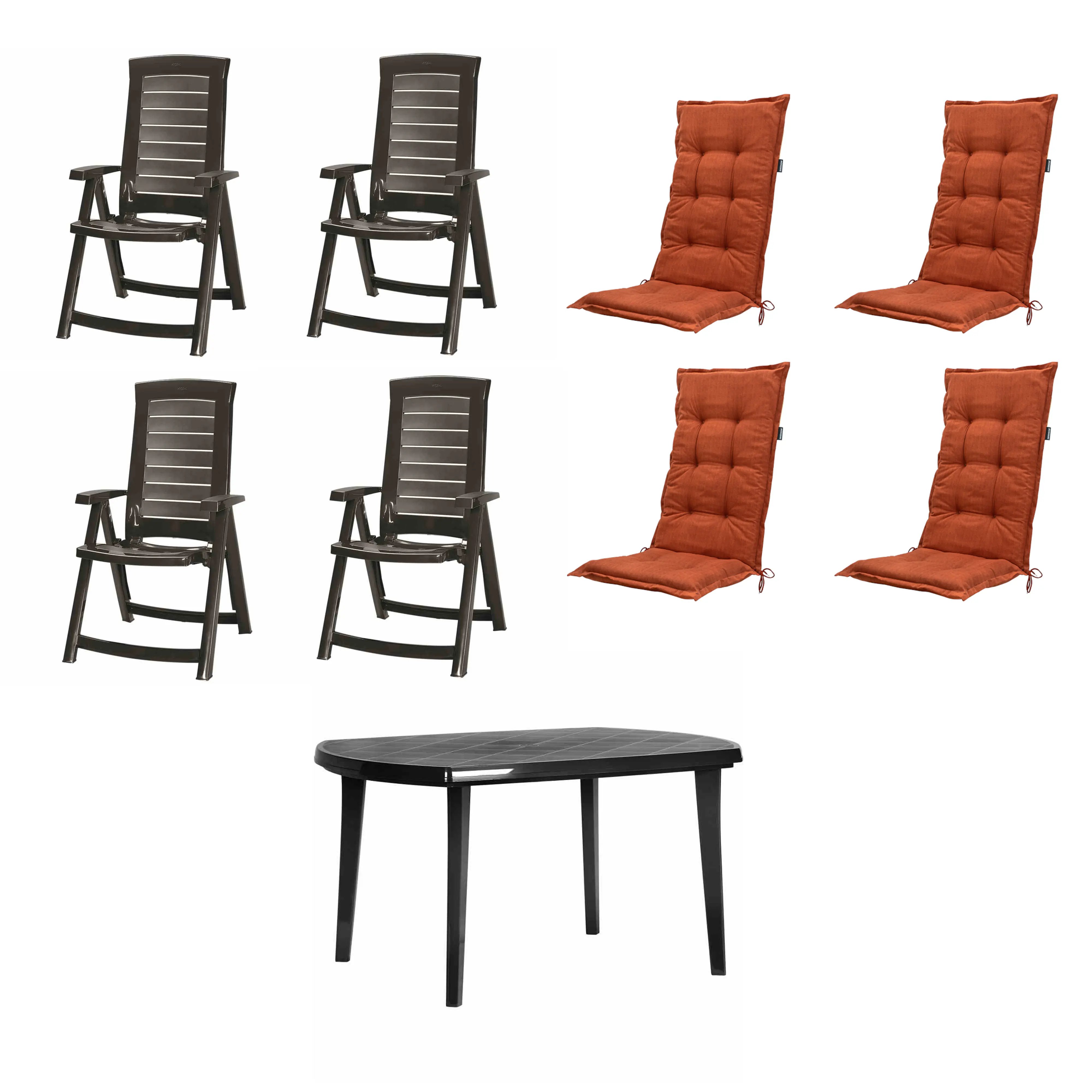 Jardin Garten-Esgruppe Aruba + Elise 4 Personen Kunststoff graphit/terrakotta 