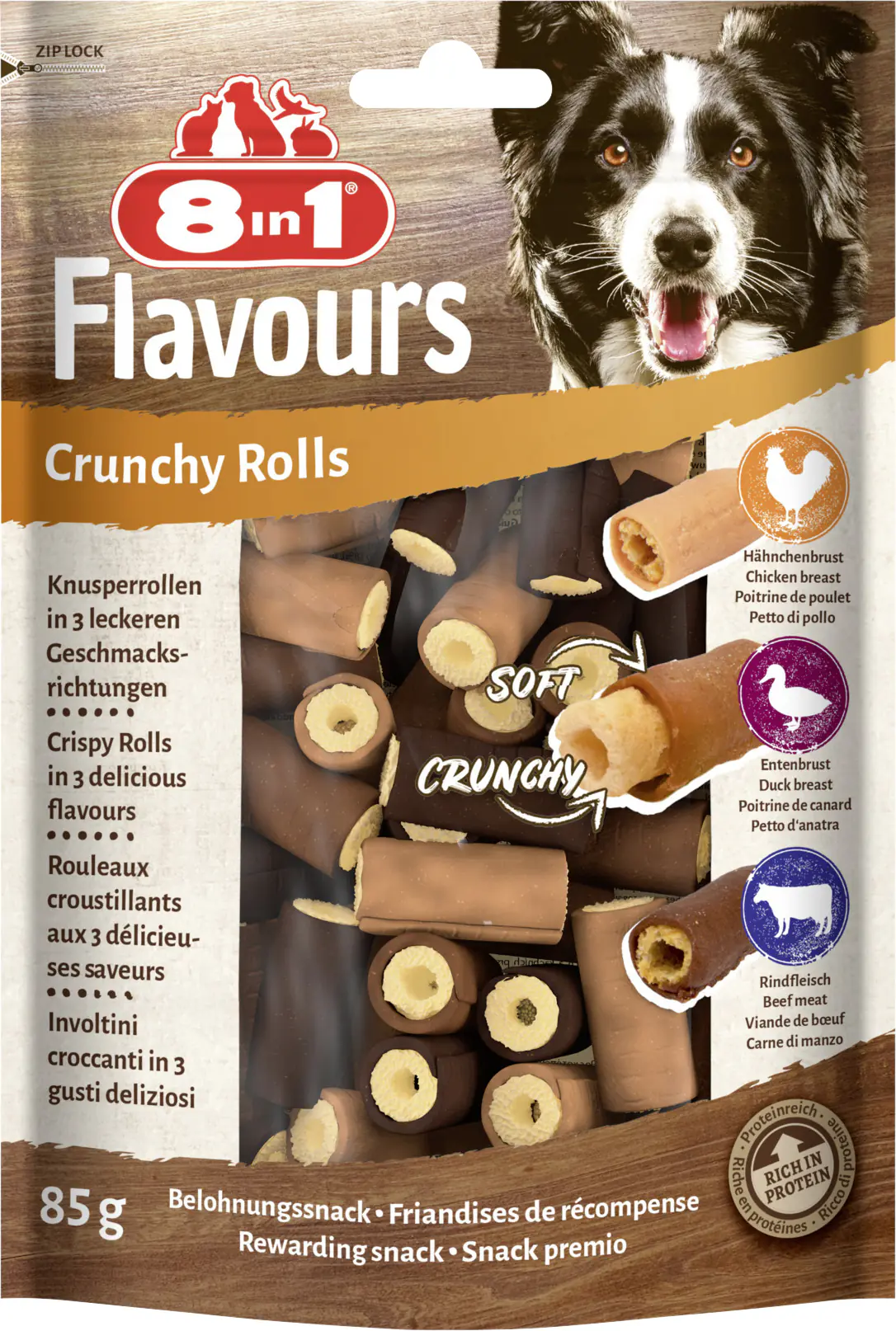 8in1 Hundeleckerli Crunchy Rolls 85 g