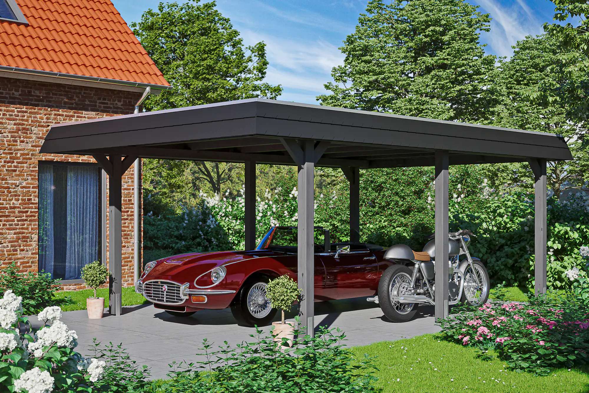 SKAN HOLZ Carport Wendland 409 x 628 cm mit EPDM-Dach