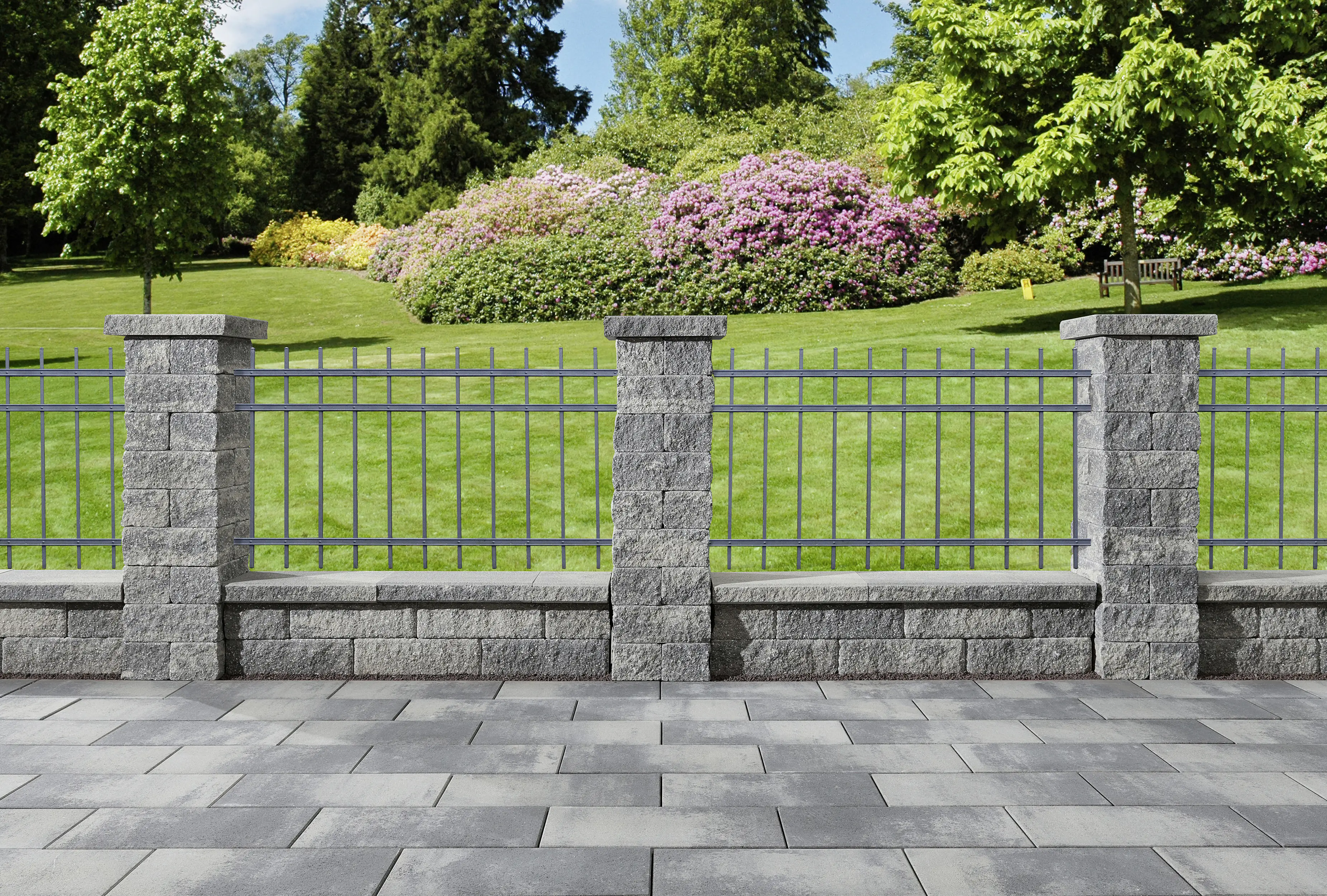 Kann Bruchsteinmauer Pfeilerelement 37,2 x 18,5 x 15 cm grau-nuanciert