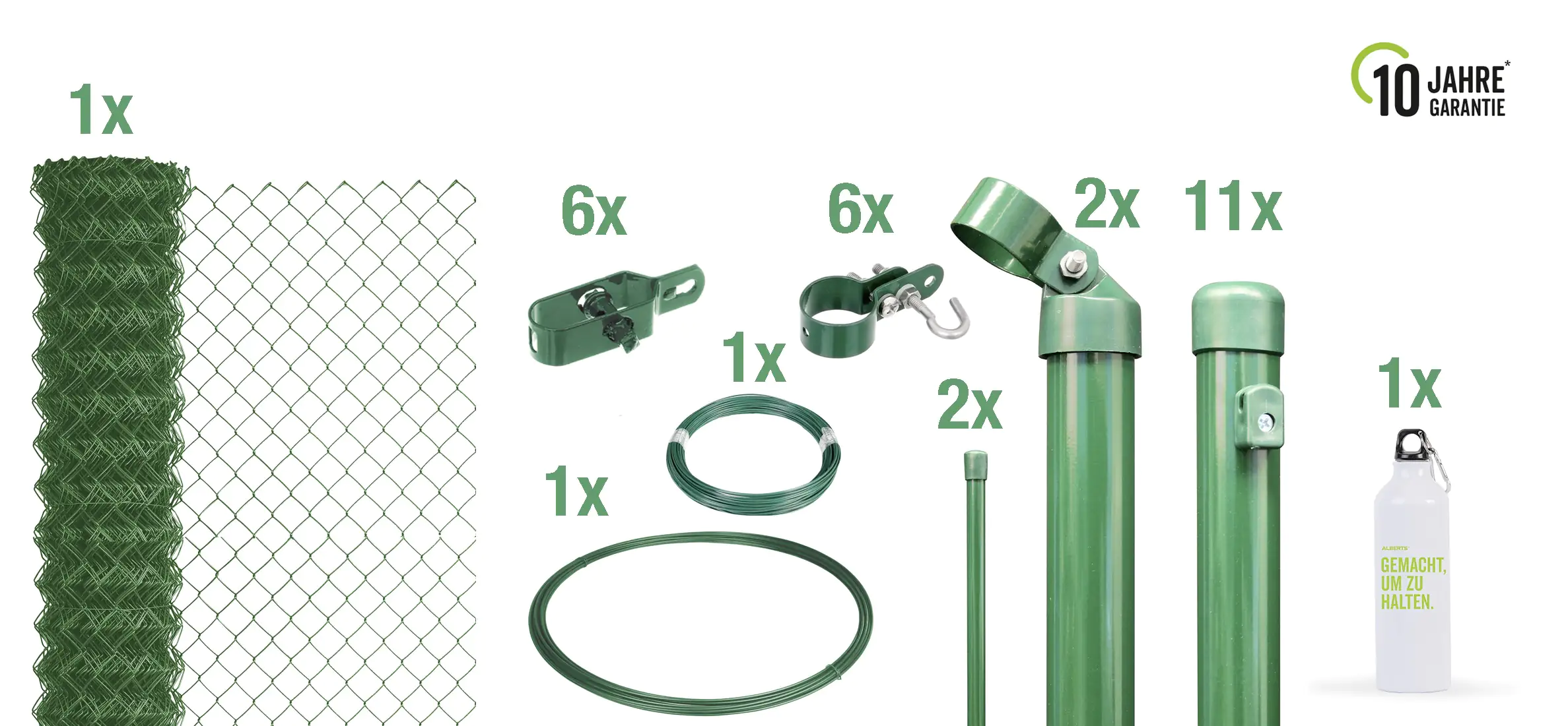 Alberts Komplettset Maschendrahtzaun 25 m 150 cm hoch grün Alberts Komplettset Maschendrahtzaun 25 m 150 cm hoch grün