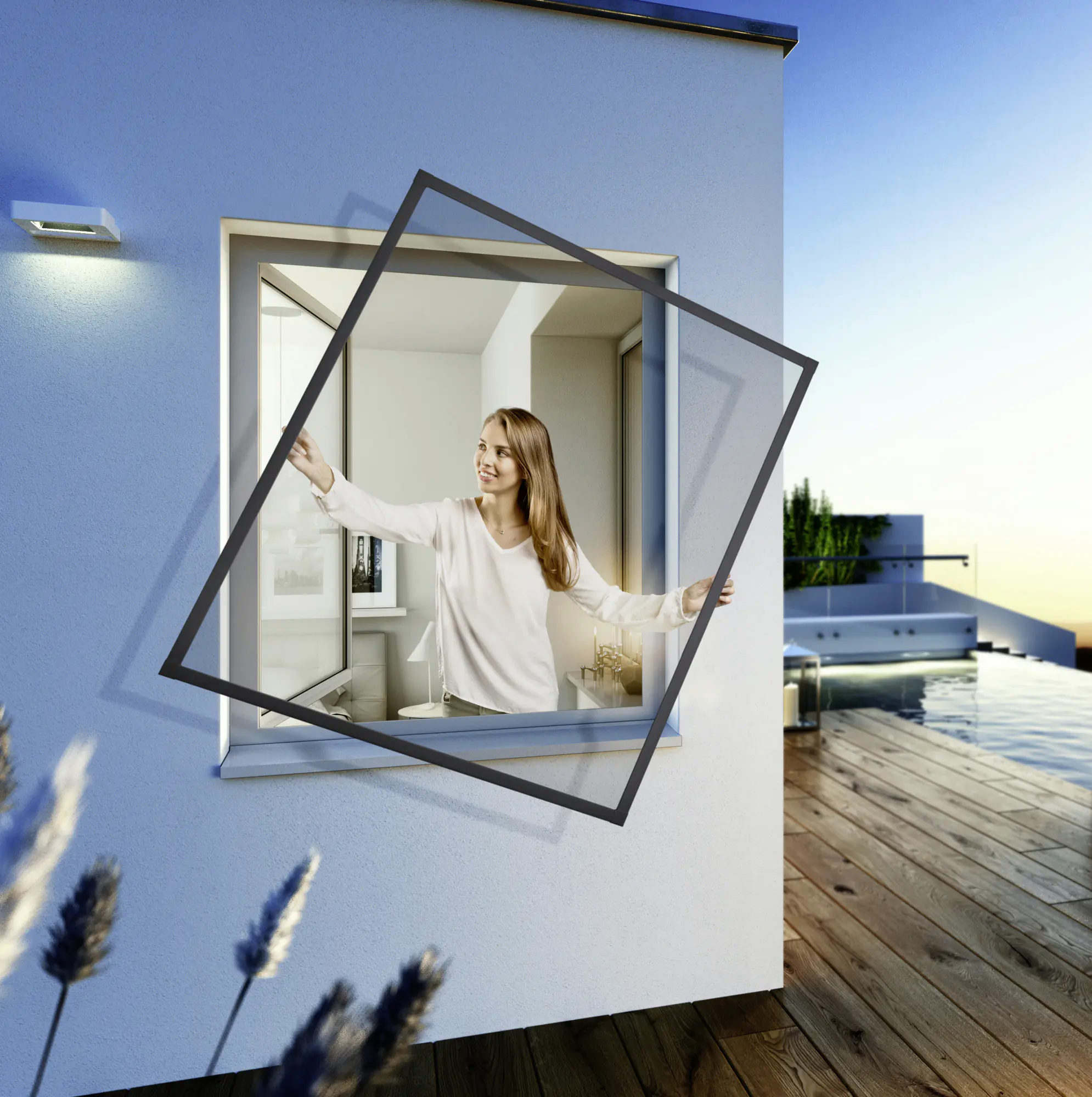 Windhager IS Fliegenschutz-Fenster Expert 100 x 120 cm schwarz/anthrazit