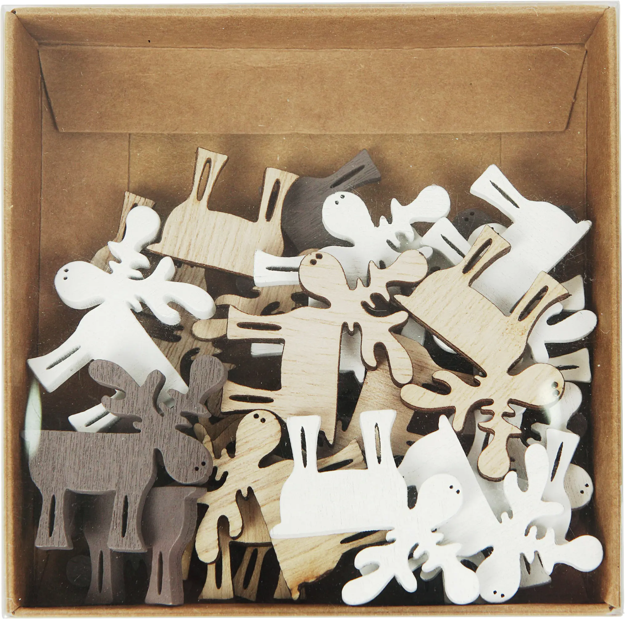 TrendLine Dekofiguren Holz Rentiere 24er Set 3 x 3 cm mehrfarbig