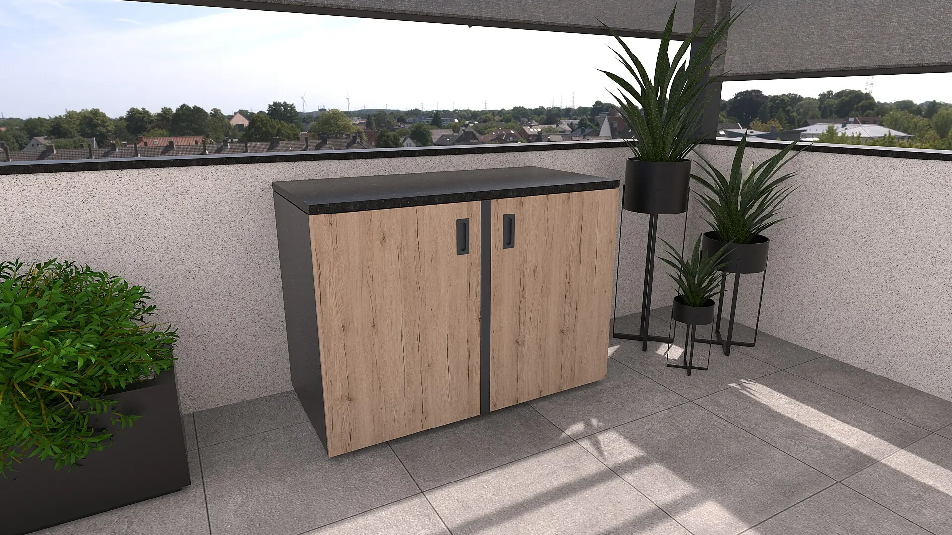 Bellano Living Eck Element für Outdoorküchen inkl. 2 Türen eiche granit