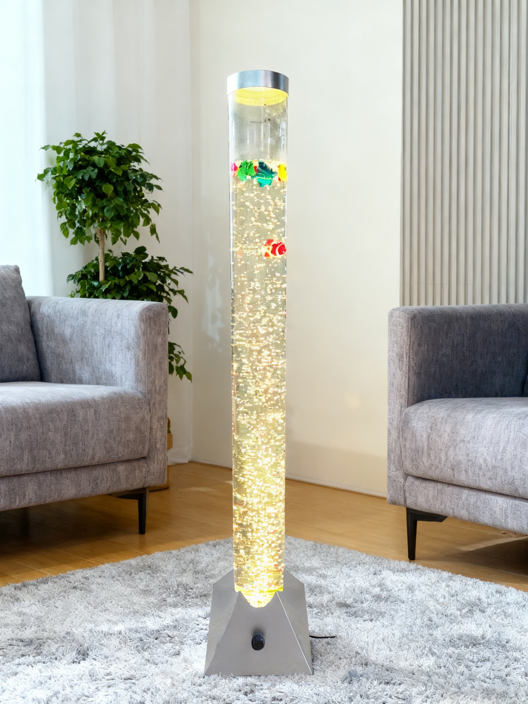LED-Wassersäule Aquafee Ø 10,5 x 110 cm silber 