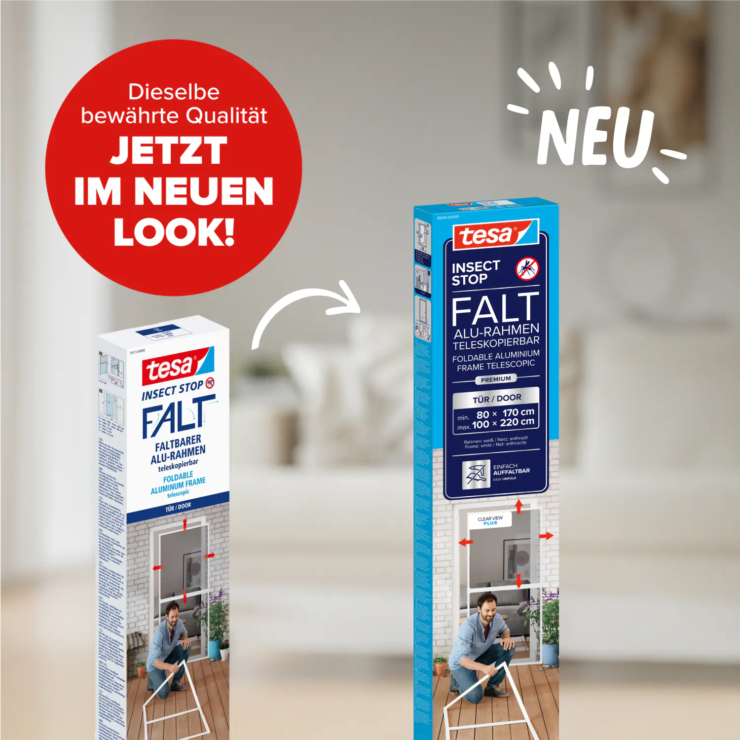 tesa Fliegenschutz-Tür FALT 100 x 220 cm anthrazit/weiß kürzbar