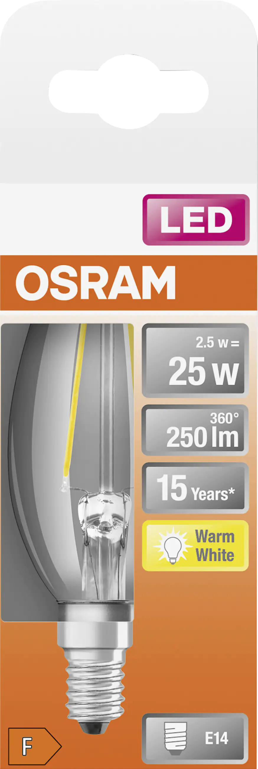 Osram LED Leuchtmittel Retrofit CLB 25 E14 2,5W warmweiß, klar