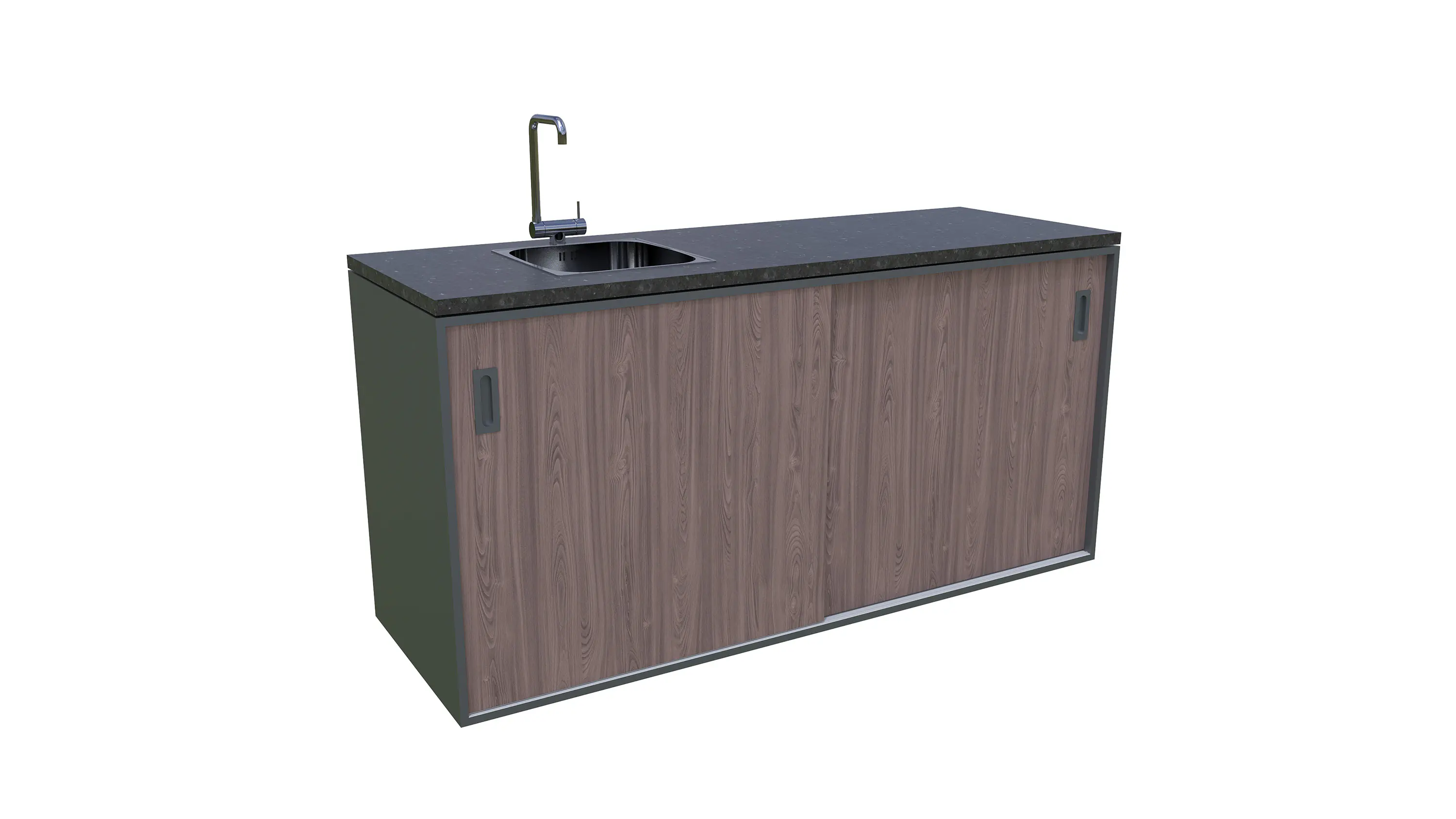 Bellano Living Element für Outdoorküchen inkl. Spüle links und 2 Türen walnuss granit