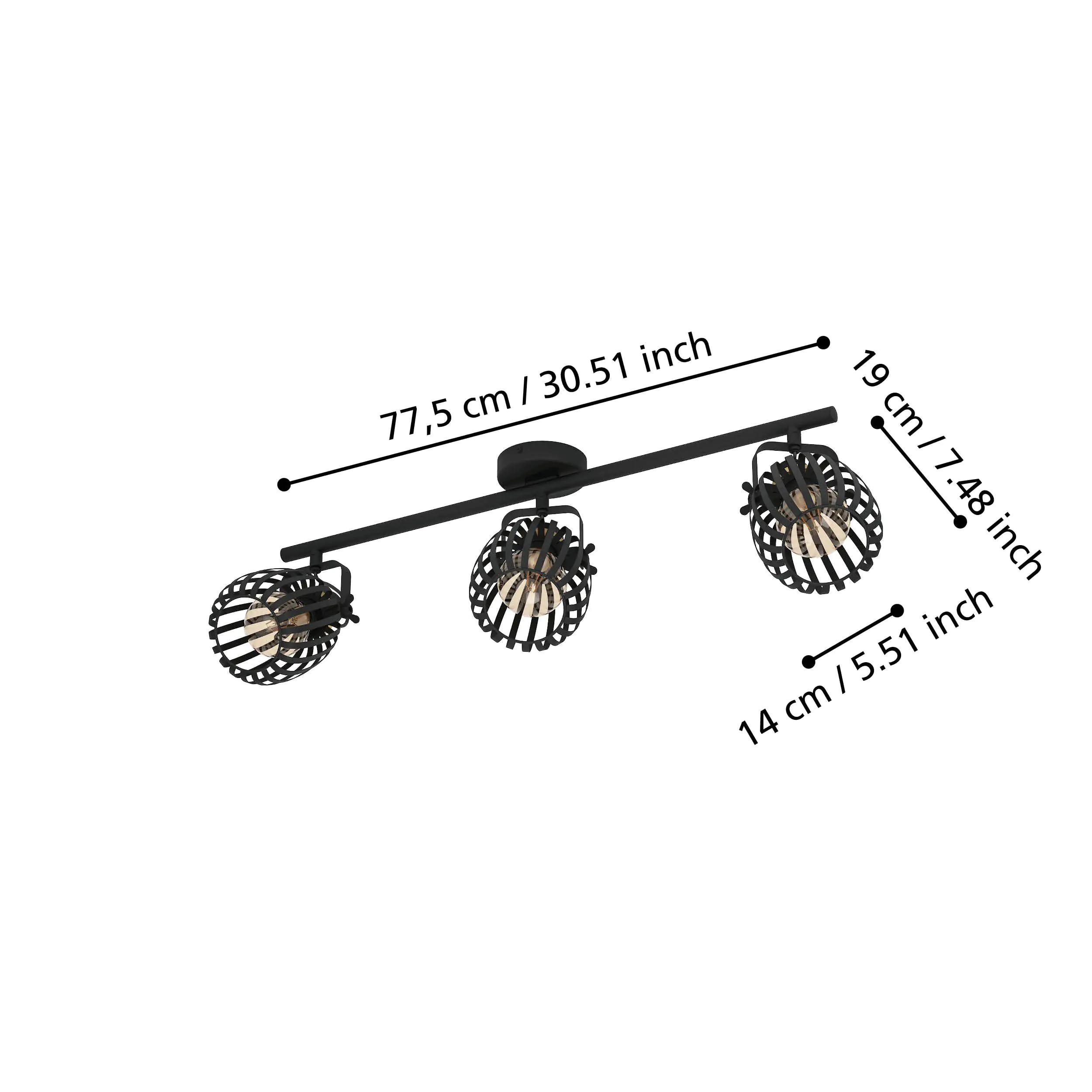 Eglo 3er Spot Girona schwarz messing 77,5 x 19 cm Eglo 3er Spot Girona schwarz messing 77,5 x 19 cm