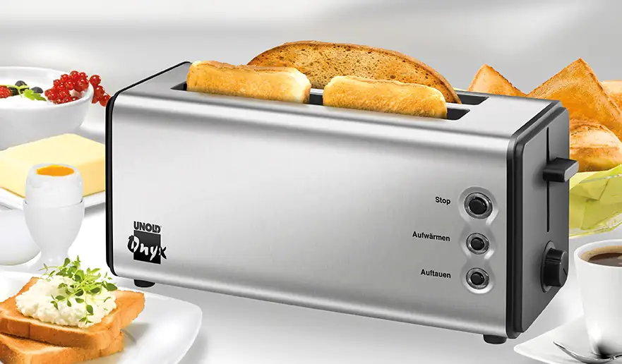UNOLD 38915 Toaster Onyx Duplex Schwarz-Edelstahl Doppellangschlitz-Toaster