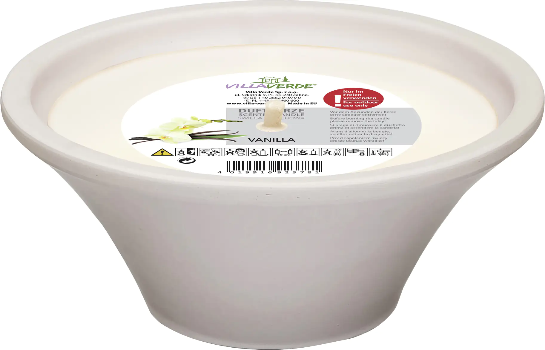 Villa Verde Duftkerze in Keramikschale Vanille, Höhe: 7,5 cm, Ø 18 cm