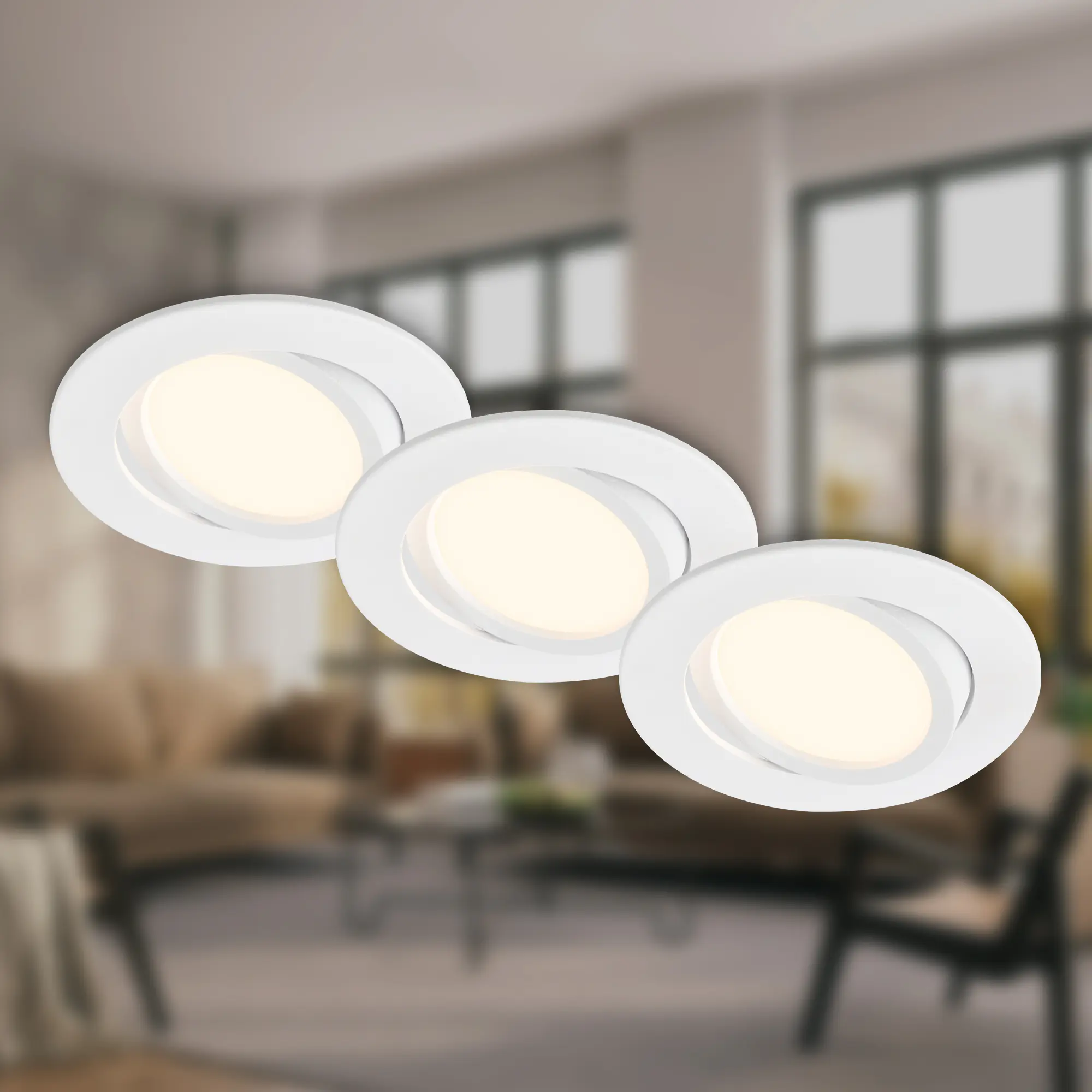 Briloner 3er Set LED Einbauleuchten Piwo weiß Ø 8 cm