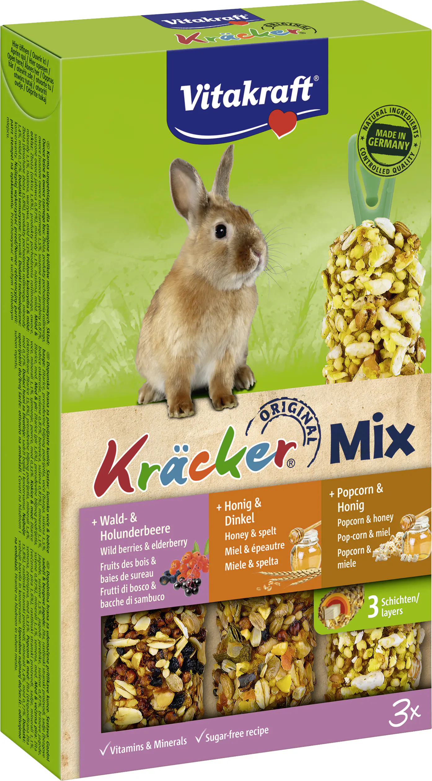 Vitakraft Kräcker® Trio Waldbeere,Honig,Popcorn,ZK 3 Stück / 160 g Vitakraft Kräcker® Trio Waldbeere,Honig,Popcorn,ZK 3 Stück / 160 g