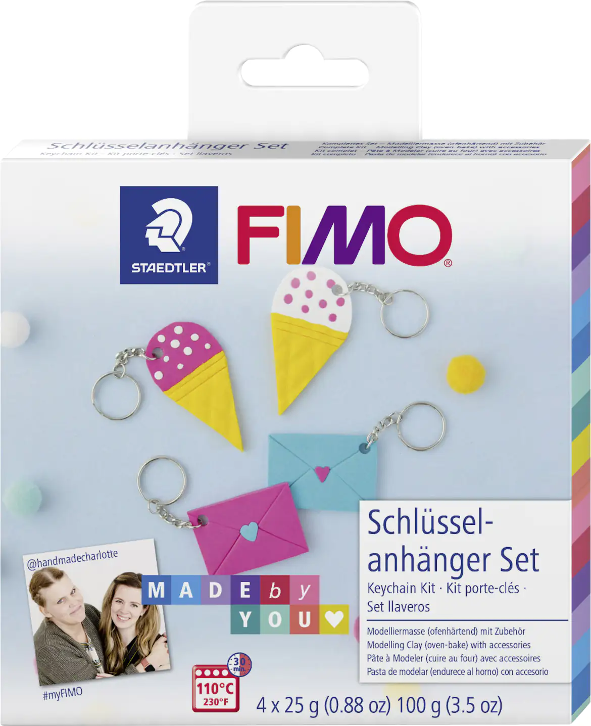 Glorex FIMO DIY Set Schlüsselanhänger 4 x 25 g