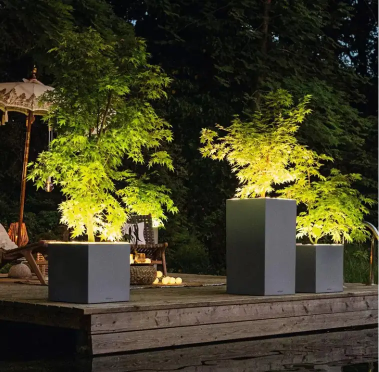 Lechuza Pflanzgefäß Canto Stone 40 LED high graphitschwarz