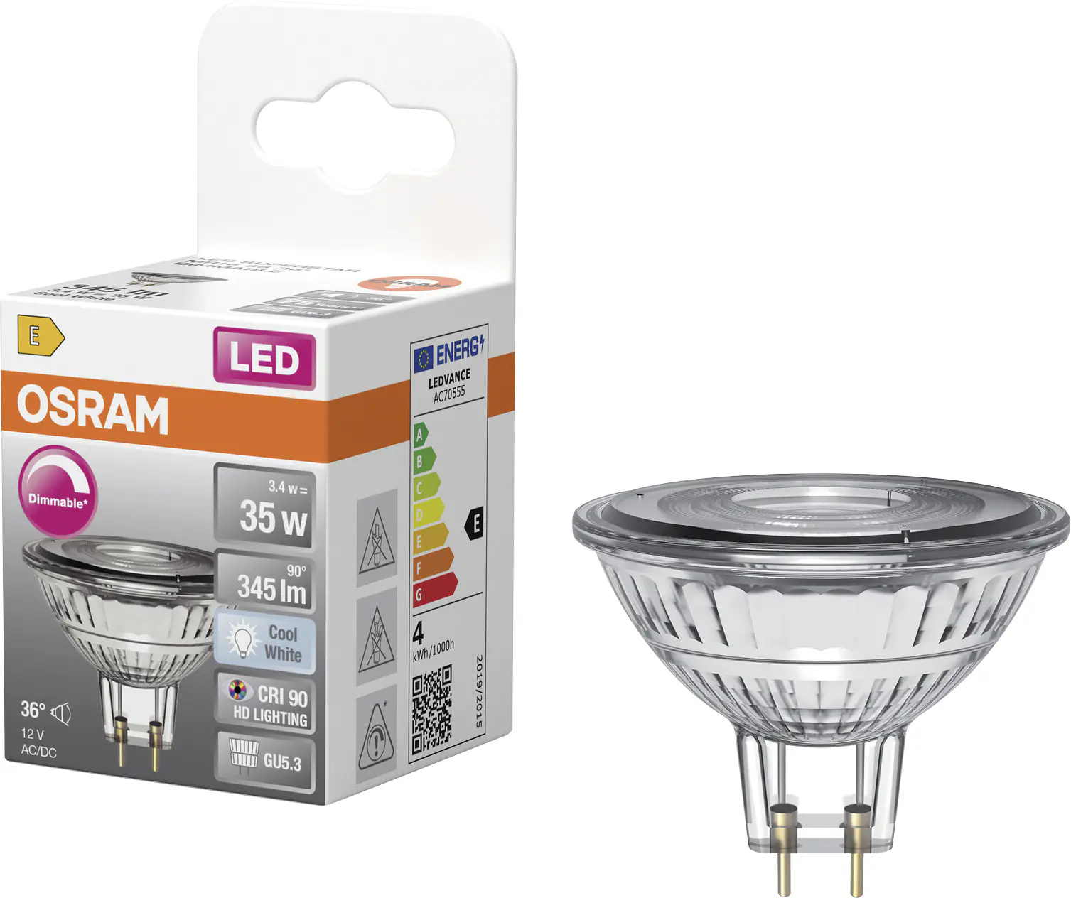 Osram LED Leuchtmittel GU5,3 Superstar MR16 36° 3,4W kaltweiß