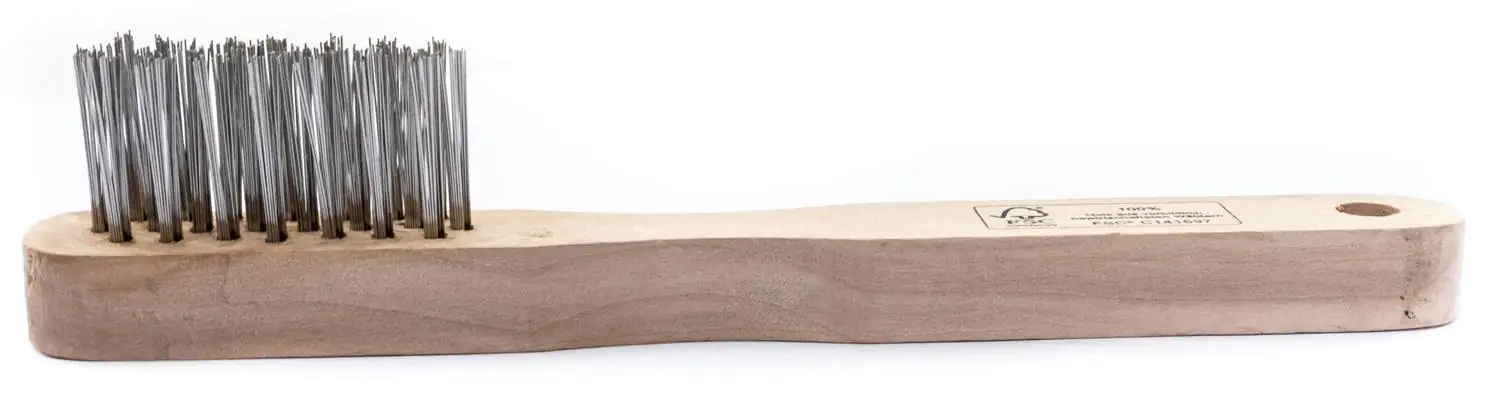 TrendLine Drahtbürste Edelstahl 3-reihig Holzgriff