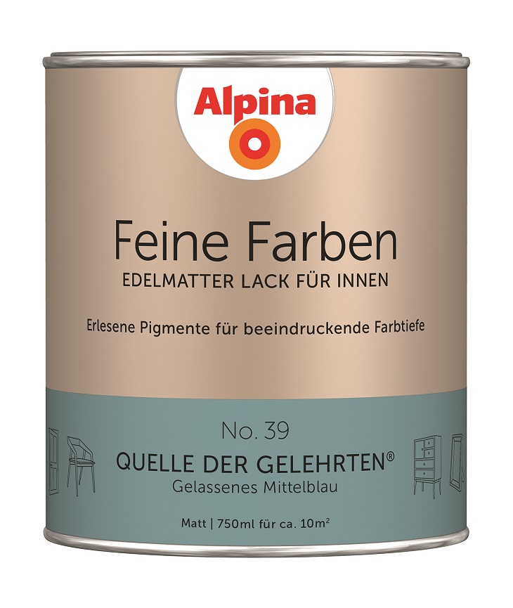 Alpina Feine Farben Lack No. 39 Quelle der Gelehrten - mittelblau 750 ml