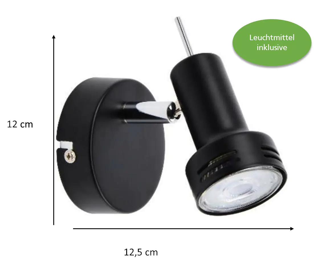 Primaster Wandlampe 1er LED Spot New York GU10 8 x 11 cm schwarz