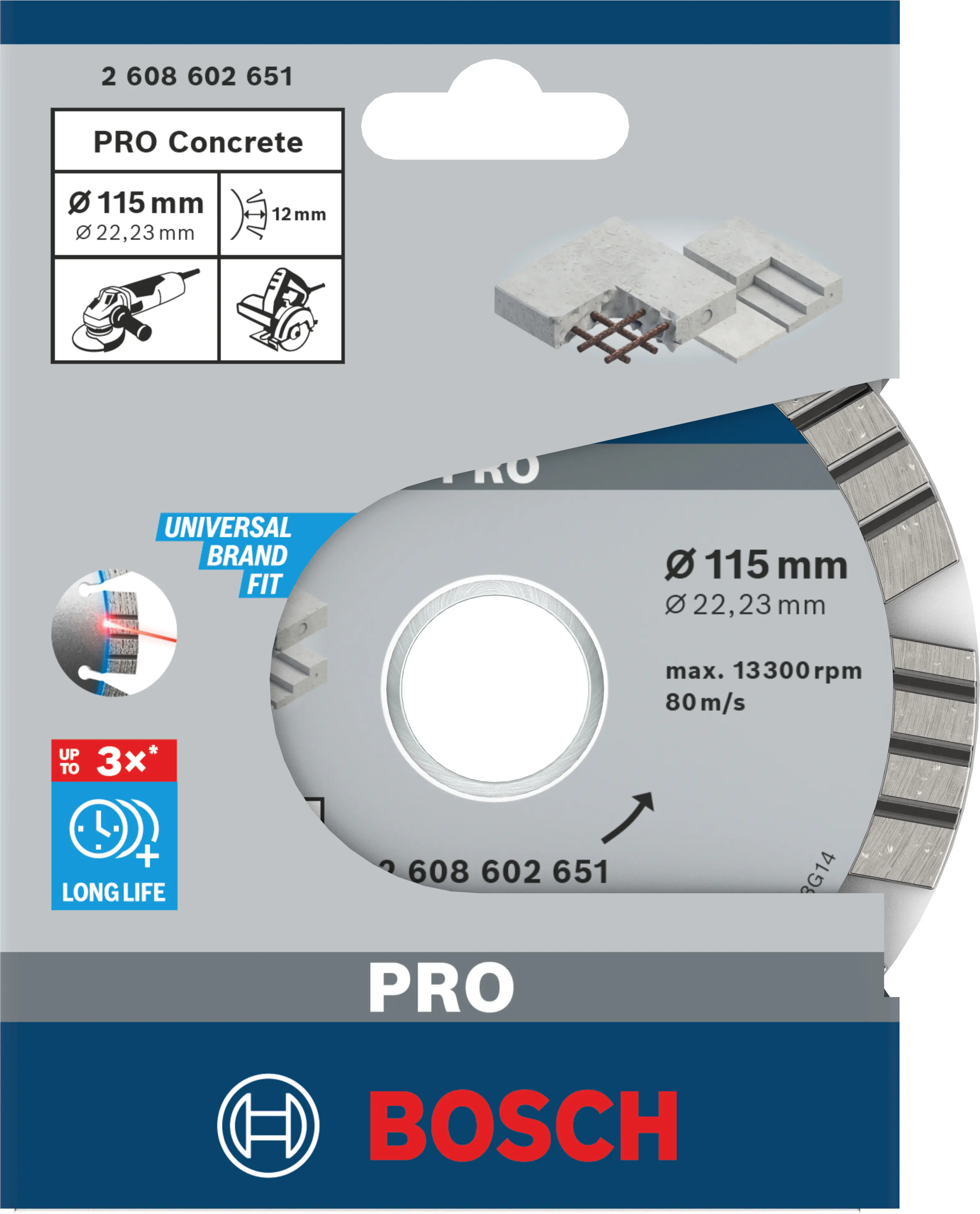 Bosch PRO Concrete Diamanttrennscheibe, 115 x 22,23 mm