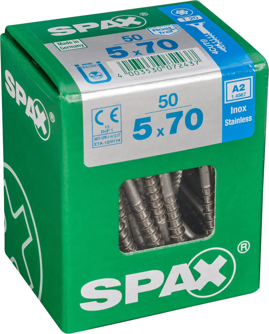 Spax Universalschrauben 5.0 x 70 mm TX 20 Senkkopf - 50 Stk.