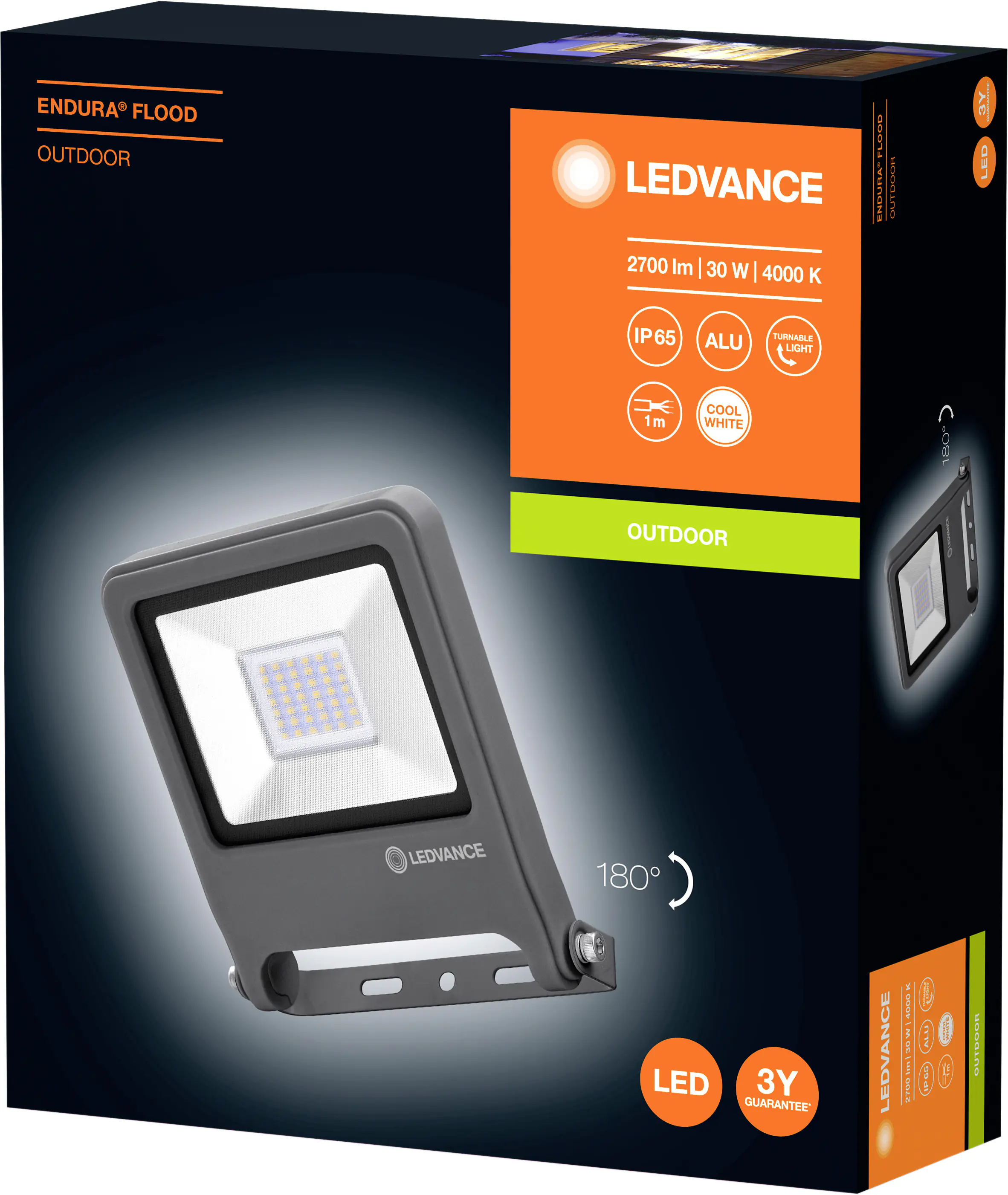 Ledvance LED Außenstrahler Endura Flood dunkelgrau 30 W IP65 neutralweiß