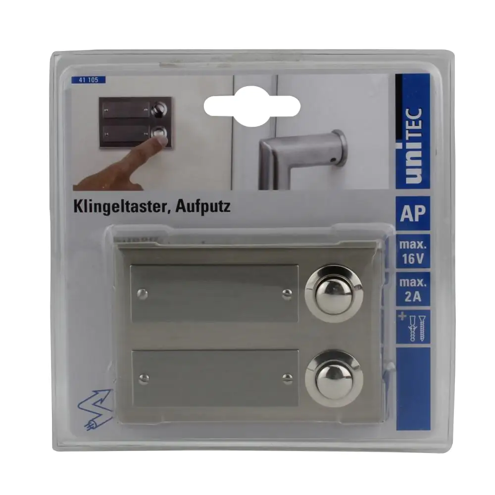 Klingel-Taster 2-fach Aufputz eckig edelstahl Klingel-Taster 2-fach Aufputz eckig edelstahl
