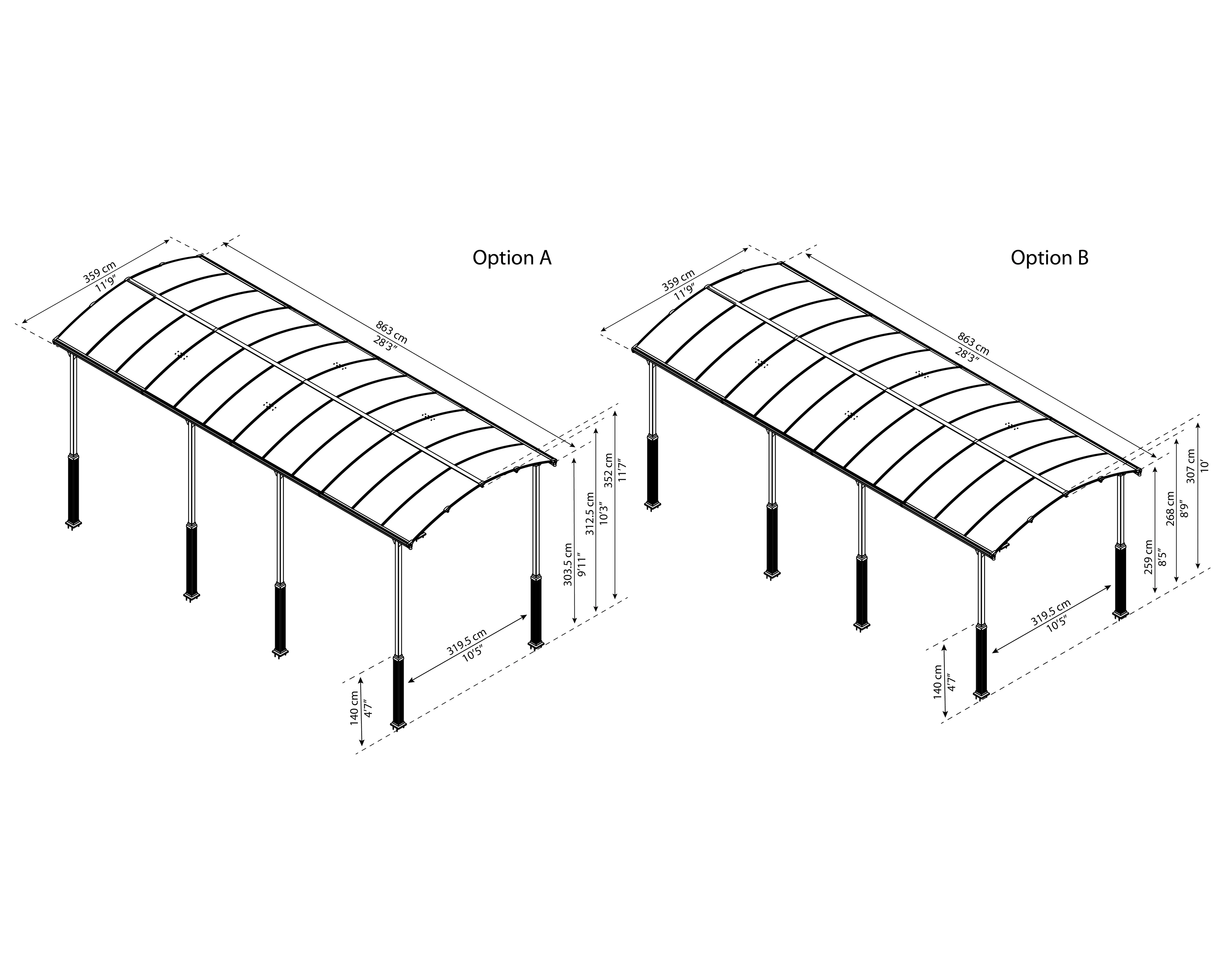 Canopia Carport Arcadia Alpine 8500 863 x 359 x 307 cm