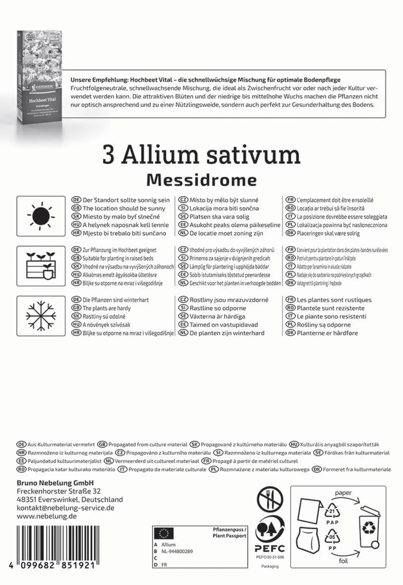 Kiepenkerl Pflanzgut Winterknoblauch Messidrome 3 Stück