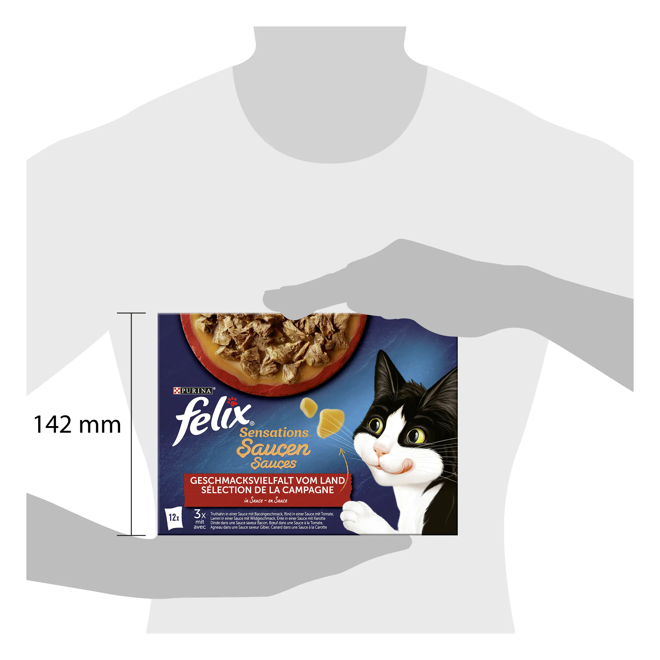 Felix Sensations Saucen Geschmacksvielfalt vom Land Katzenfutter 12 x 85 g