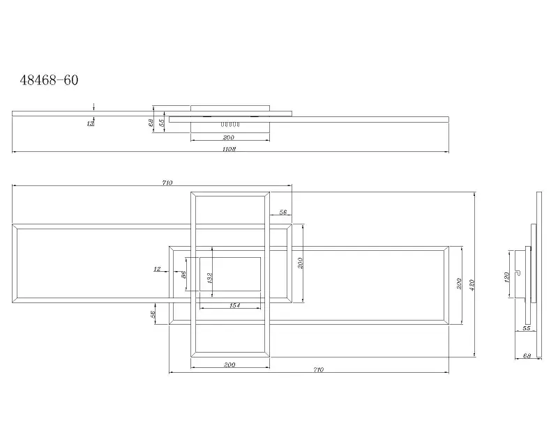 Globo Deckenleuchte Saunders 110,8 x 42 cm L x B schwarz CCT