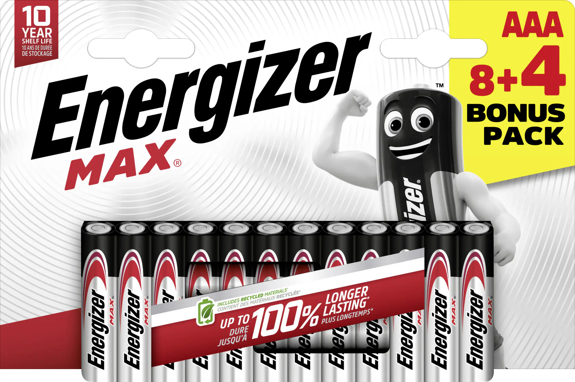 Energizer Max Alkaline Batterie Micro AAA 1,5 V, 8 + 4er Pack