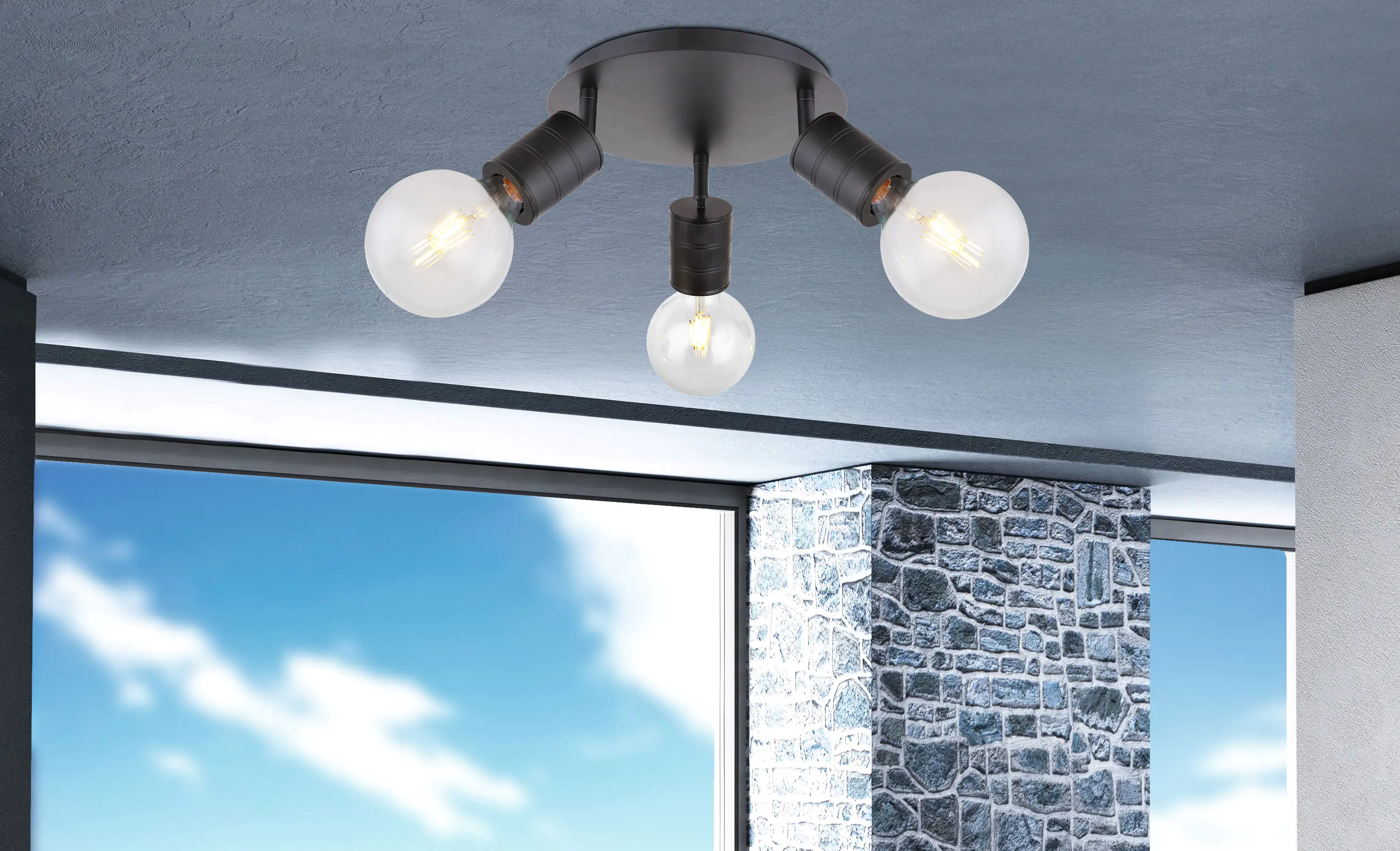 9007371406654_4 Globo 3er Spot Hermine schwarz 28 cm E27, max. 60 W