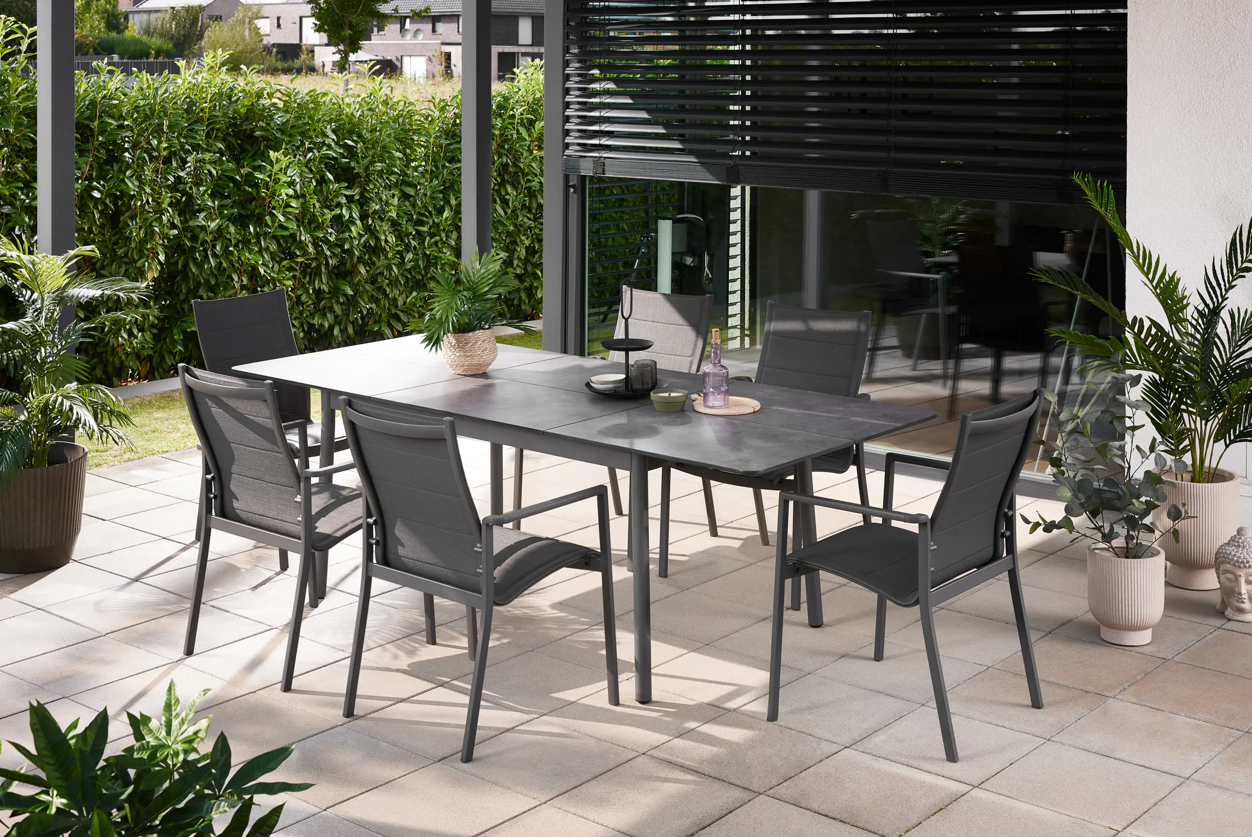 Primaster Garten-Essgruppe Taormina Bilbao 6 Personen mit ausziehbaren Tisch