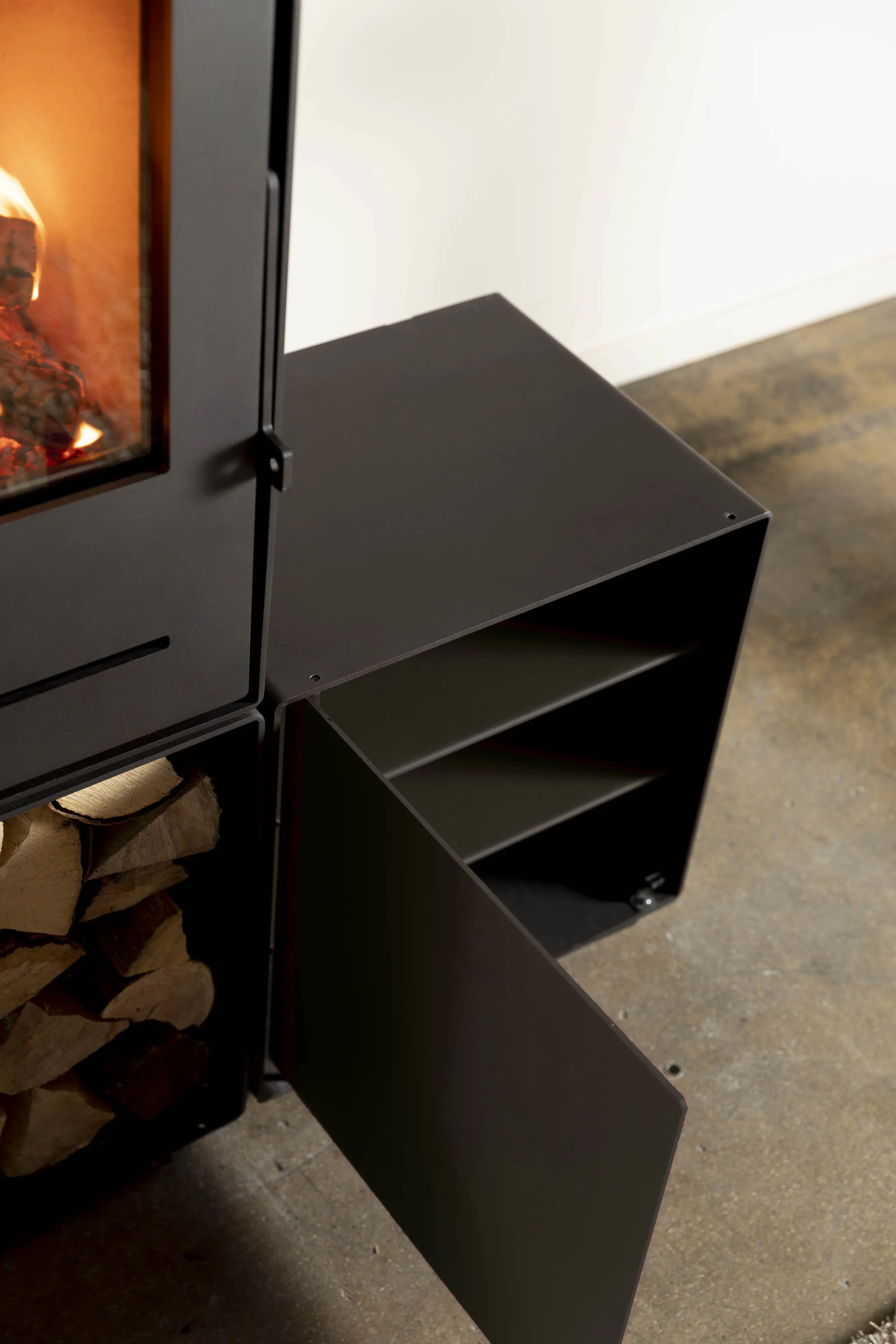 FireFix Tür & Regalböden für quadratische Box zu Kaminofen Nele 44,2 x 35,5 cm grau