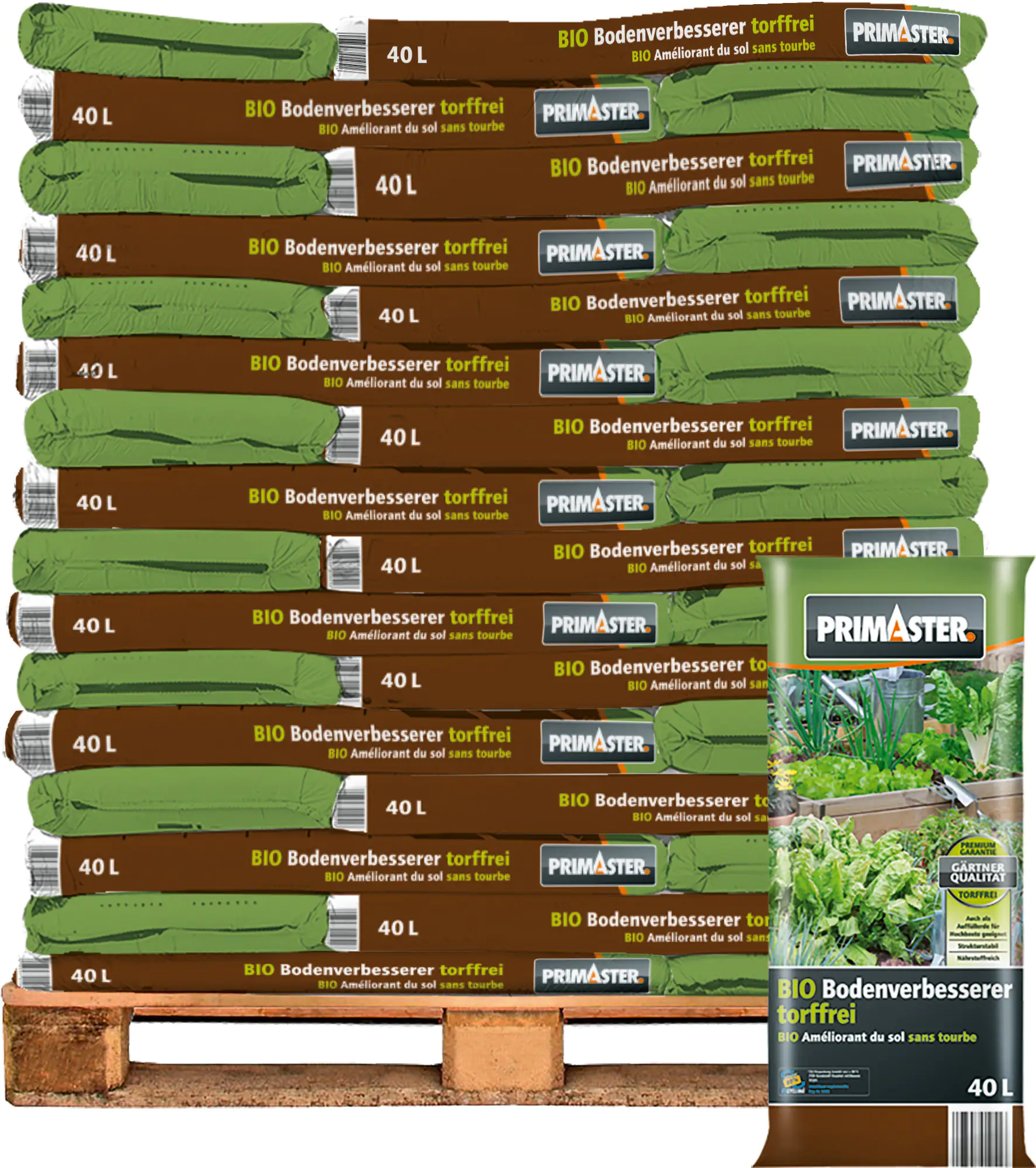 Primaster Bio Bodenverbesserer 40 L Palettenabnahme 48 Pack torffrei