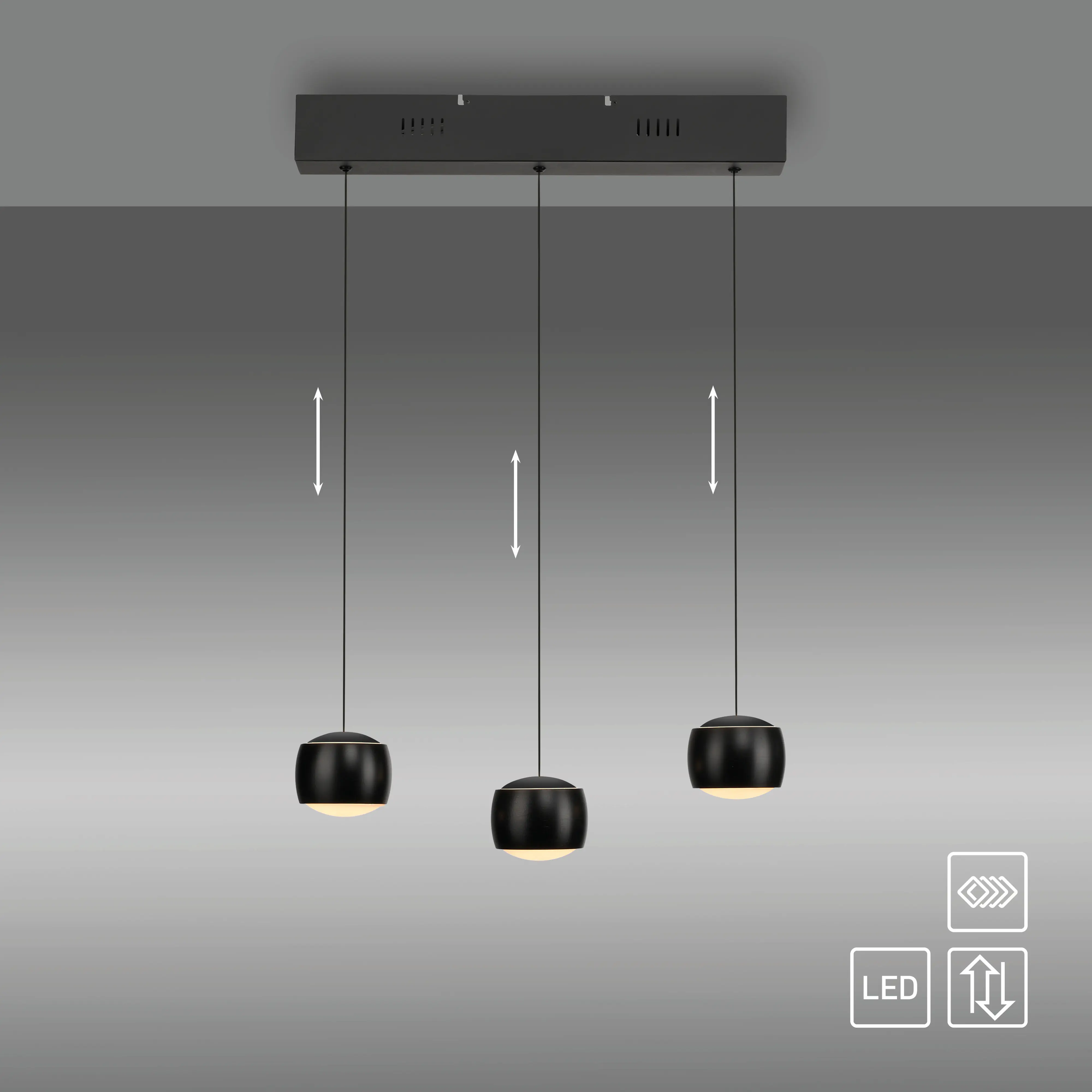 Just Light LED Pendelleuchte Ballini 3 Flammig 220 cm warmweiß