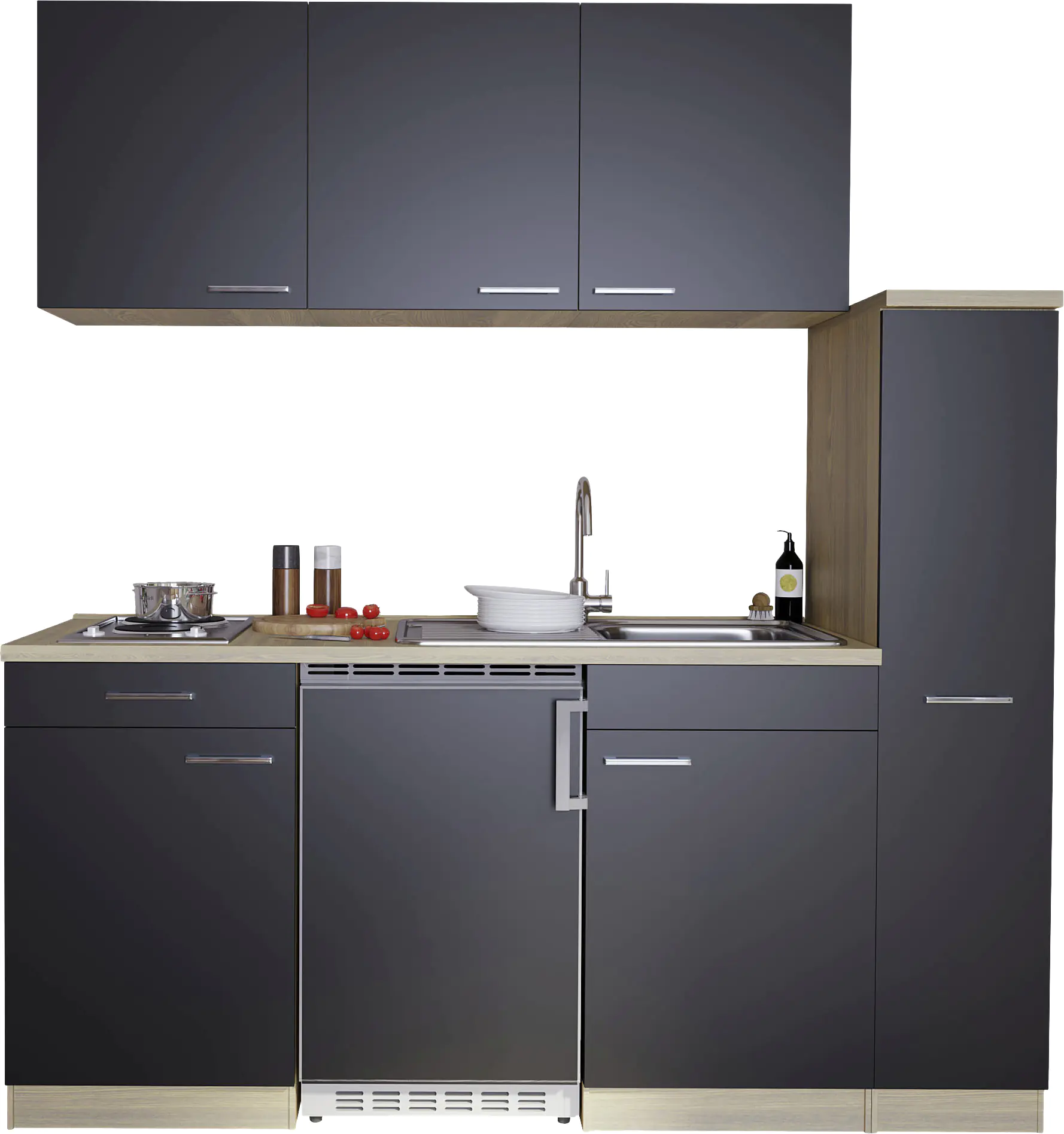 Respekta Economy Küchenblock 180 cm schwarz, Eiche Sonoma, KB180ESS Respekta Economy Küchenblock 180 cm schwarz, Eiche Sonoma, KB180ESS