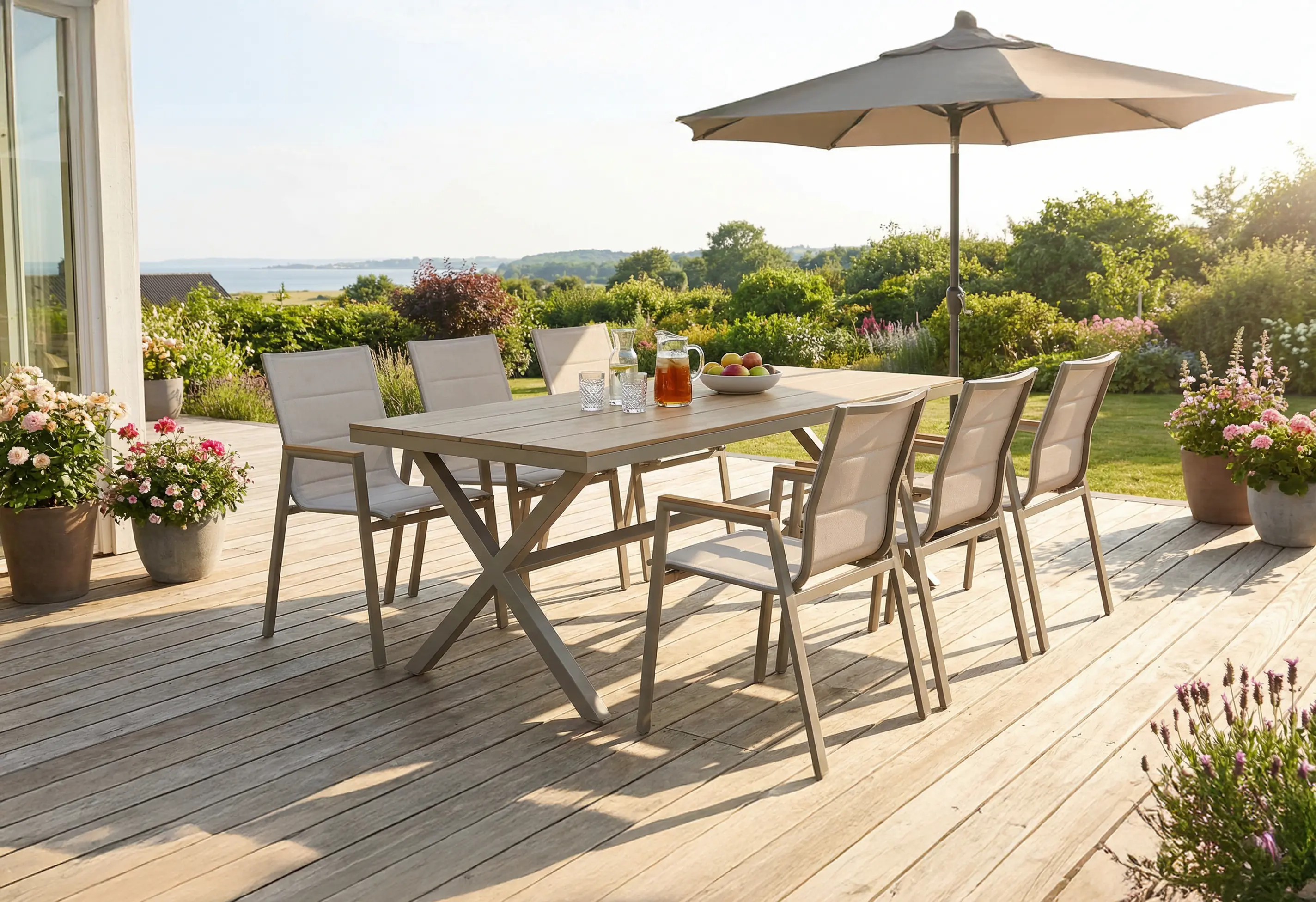 Primaster Garten-Essgruppe Milos 6 Personen Aluminium taupe/creme