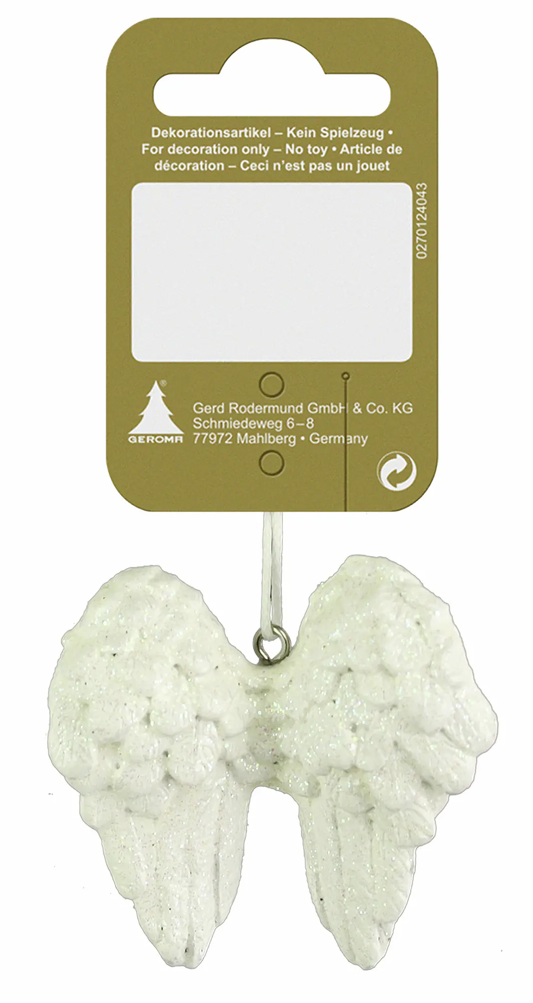 Weihnachtsanhänger Engelsflügel 5 x 5 cm weiß 1 Stück