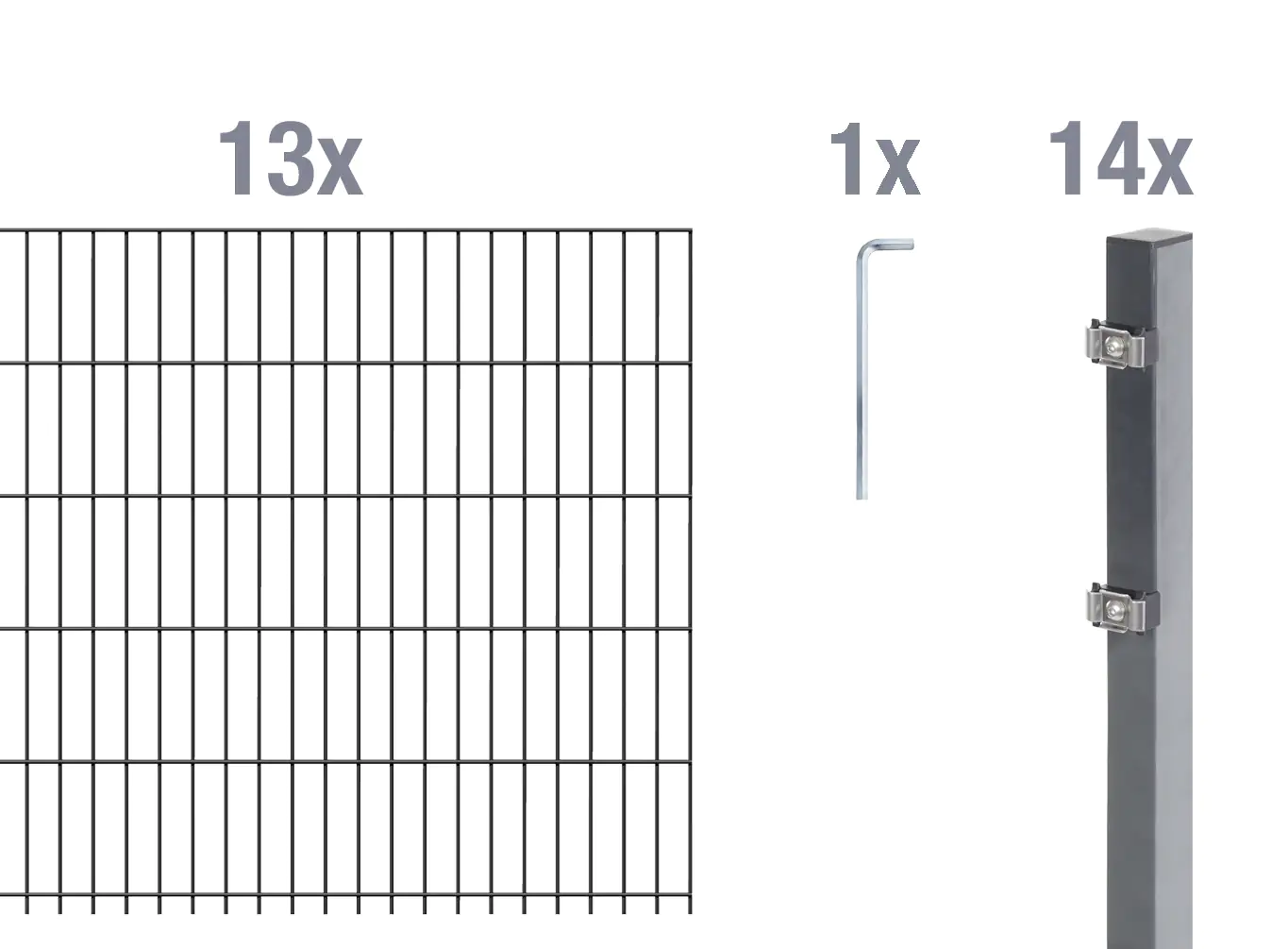Alberts Doppelstabmatten-Grundset 26 m 200 x 100 cm 6/5/6 anthrazit Alberts Doppelstabmatten-Grundset 26 m 200 x 100 cm 6/5/6 anthrazit