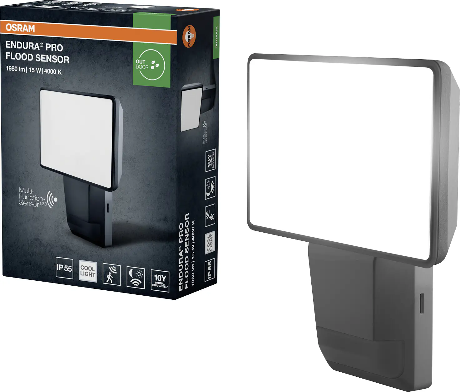 Osram Außenleuchte ENDURA PRO Flood Sensor 15W 4000K IP55 dunkelgrau