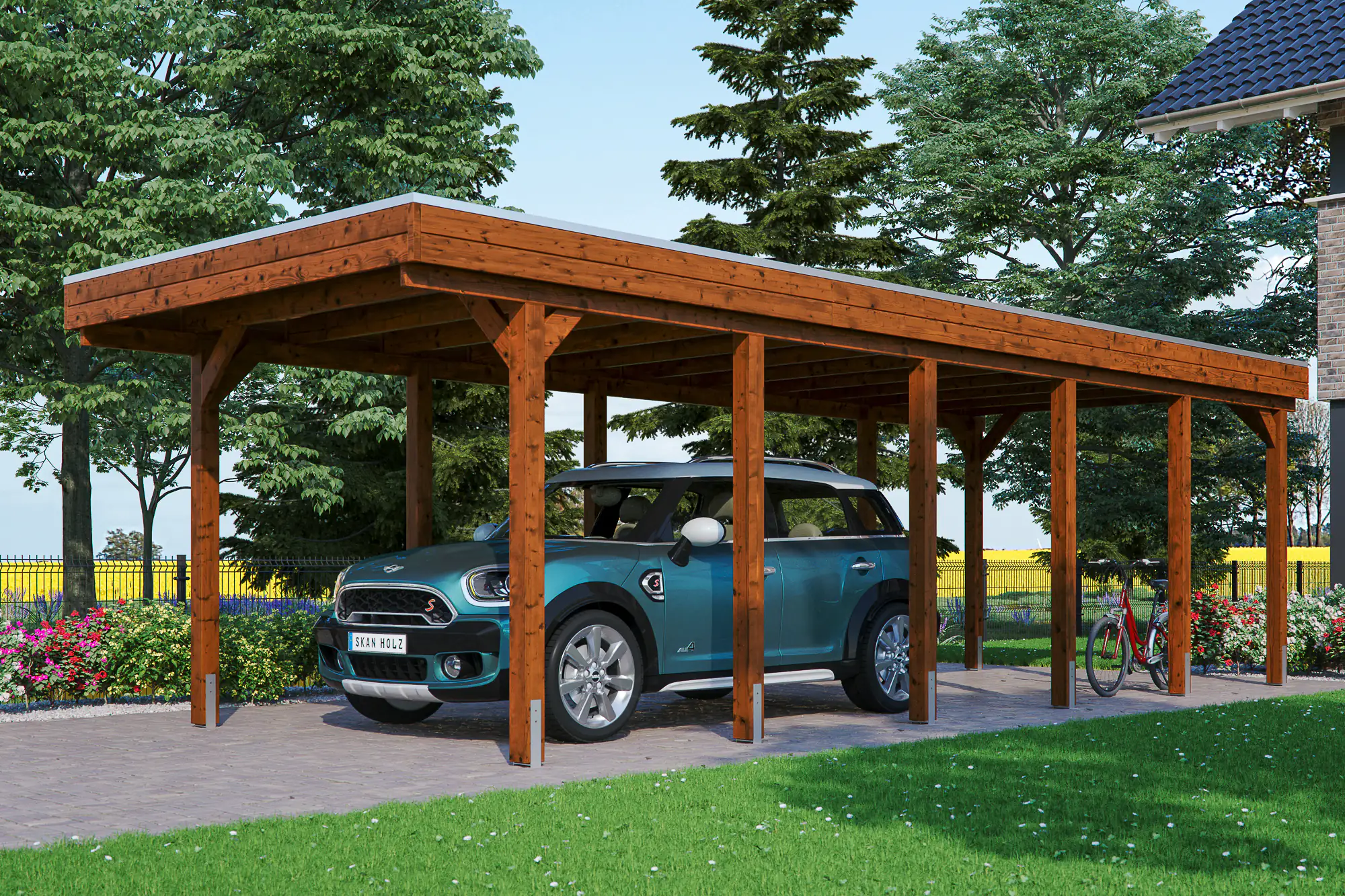 SKAN HOLZ Carport Friesland 314 x 860 cm mit EPDM-Dach
