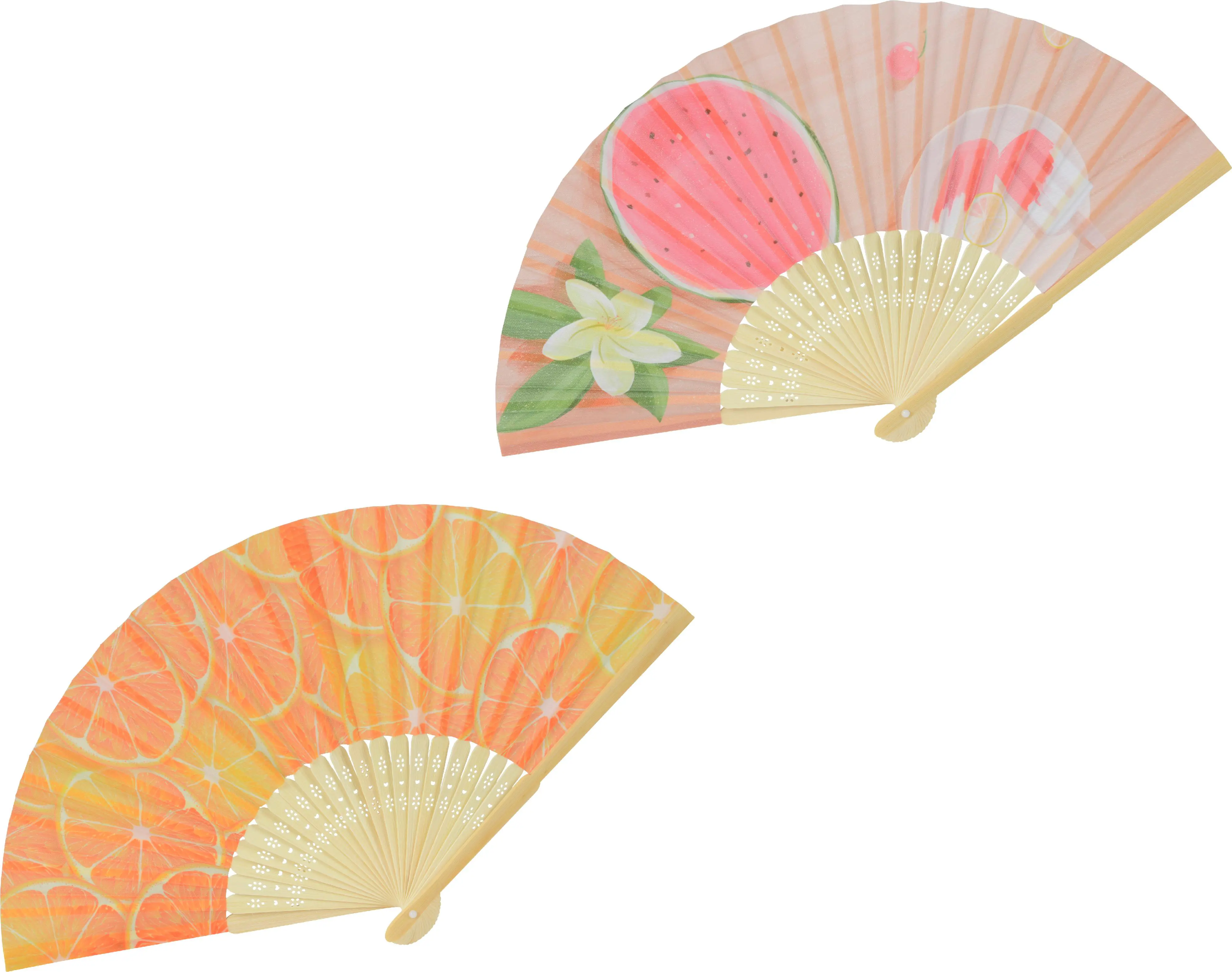 Kaemingk Handfächer mit Obstmotiven Polyester 2-fach sortiert