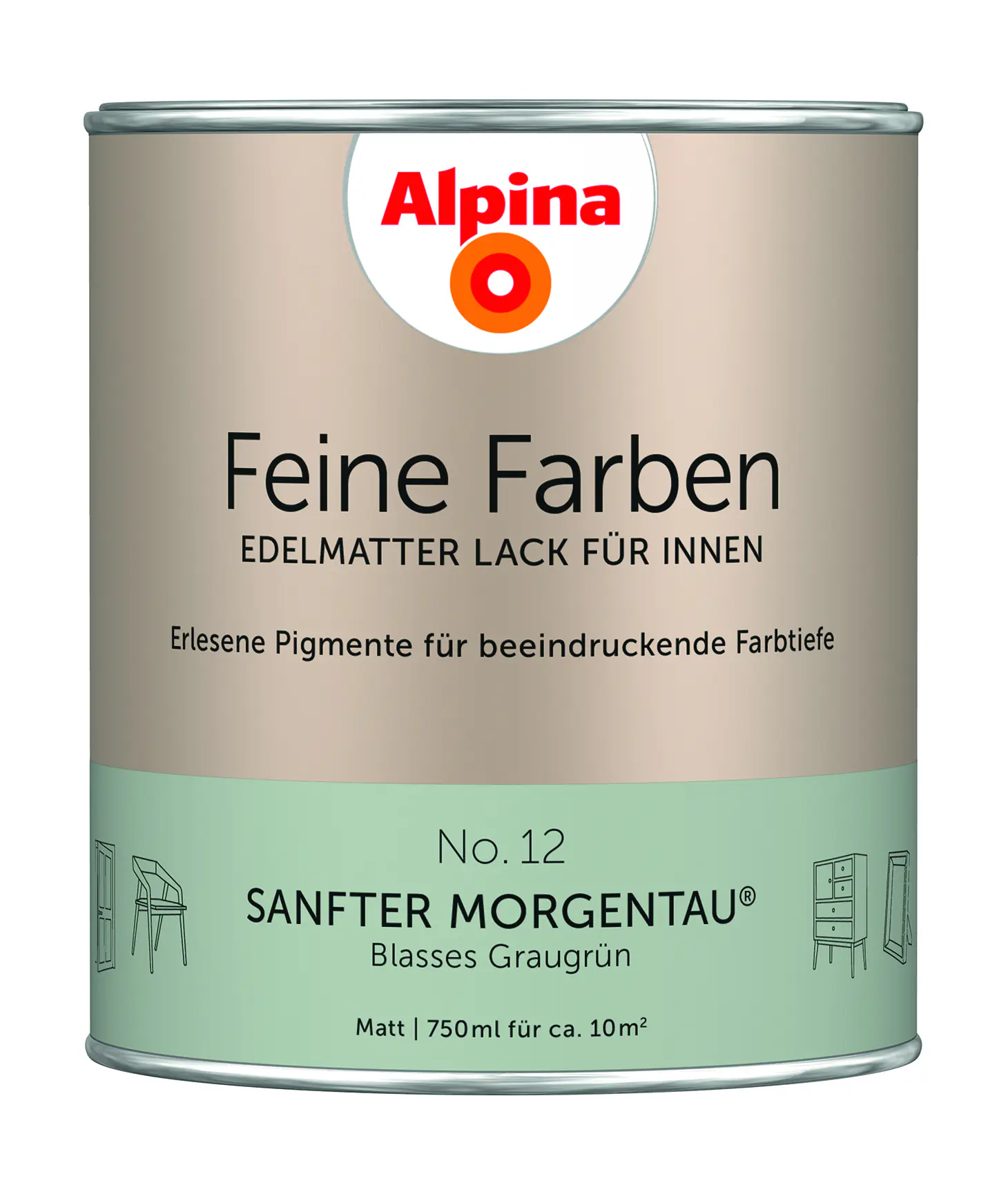 Alpina Feine Farben Lack No. 12 Sanfter Morgentau - graugrün 750 ml